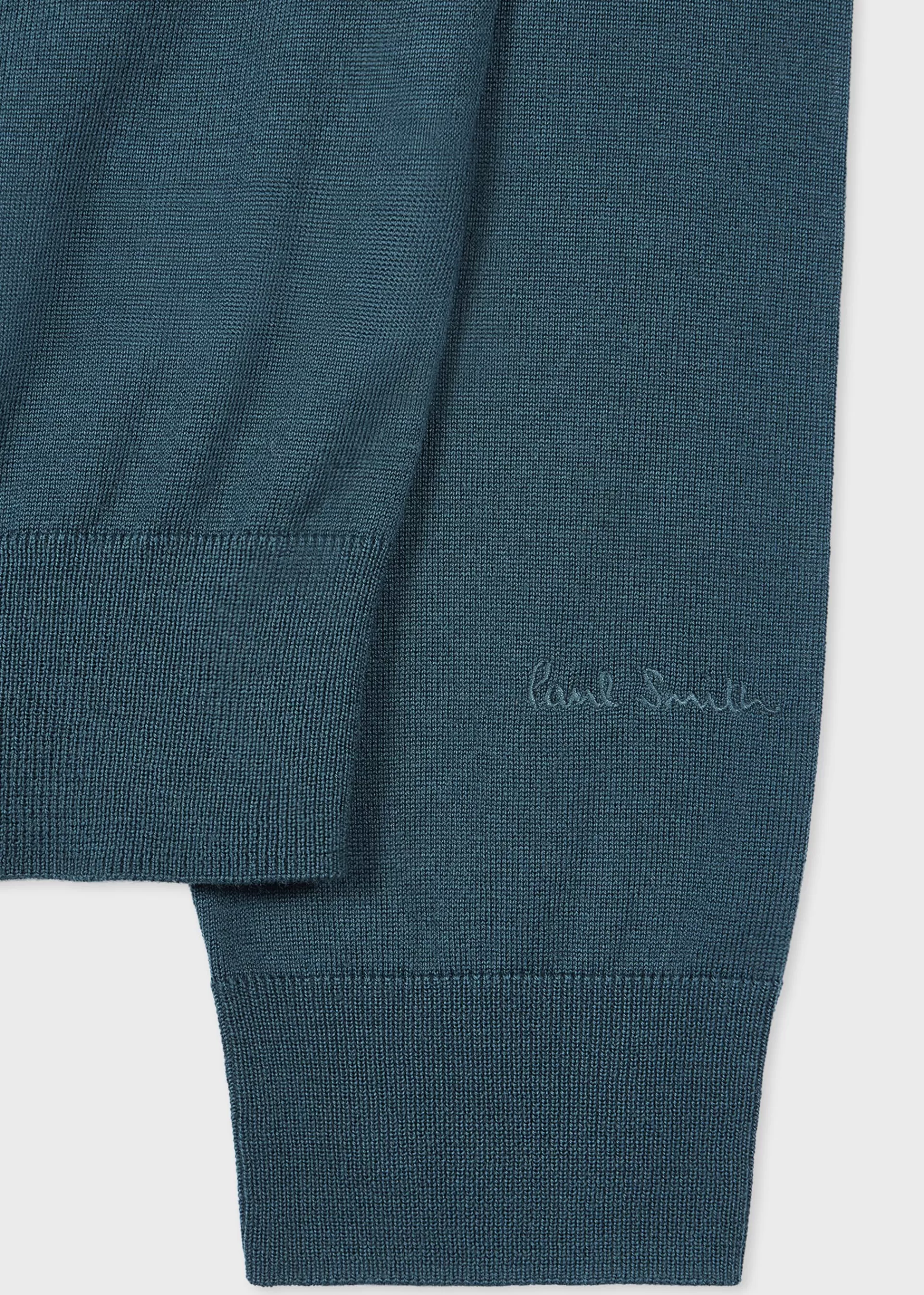 Petrol Blue Merino Wool Full-Zip Cardigan>Paul Smith Hot