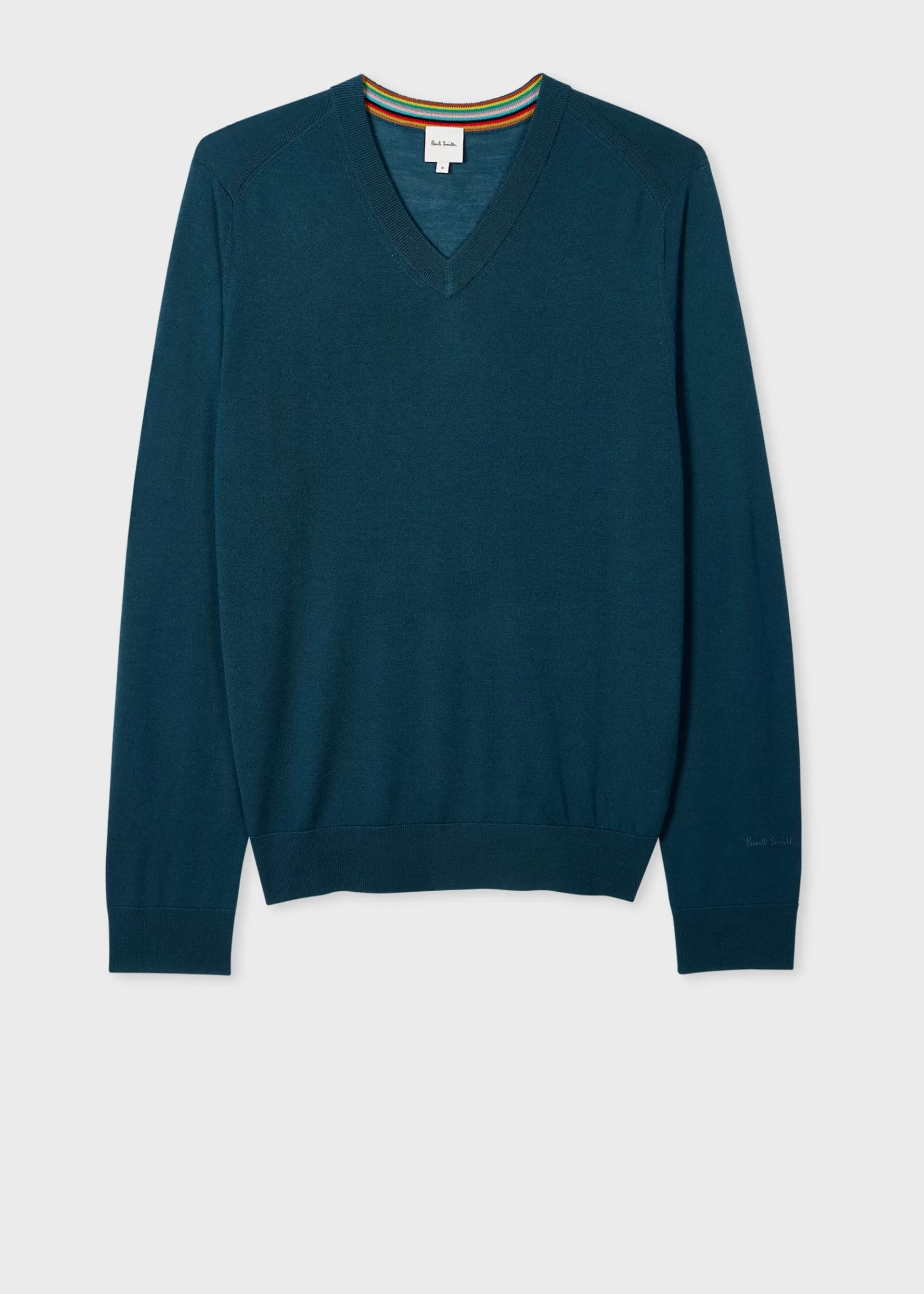 Petrol Blue Merino Wool V-Neck Sweater>Paul Smith Best Sale