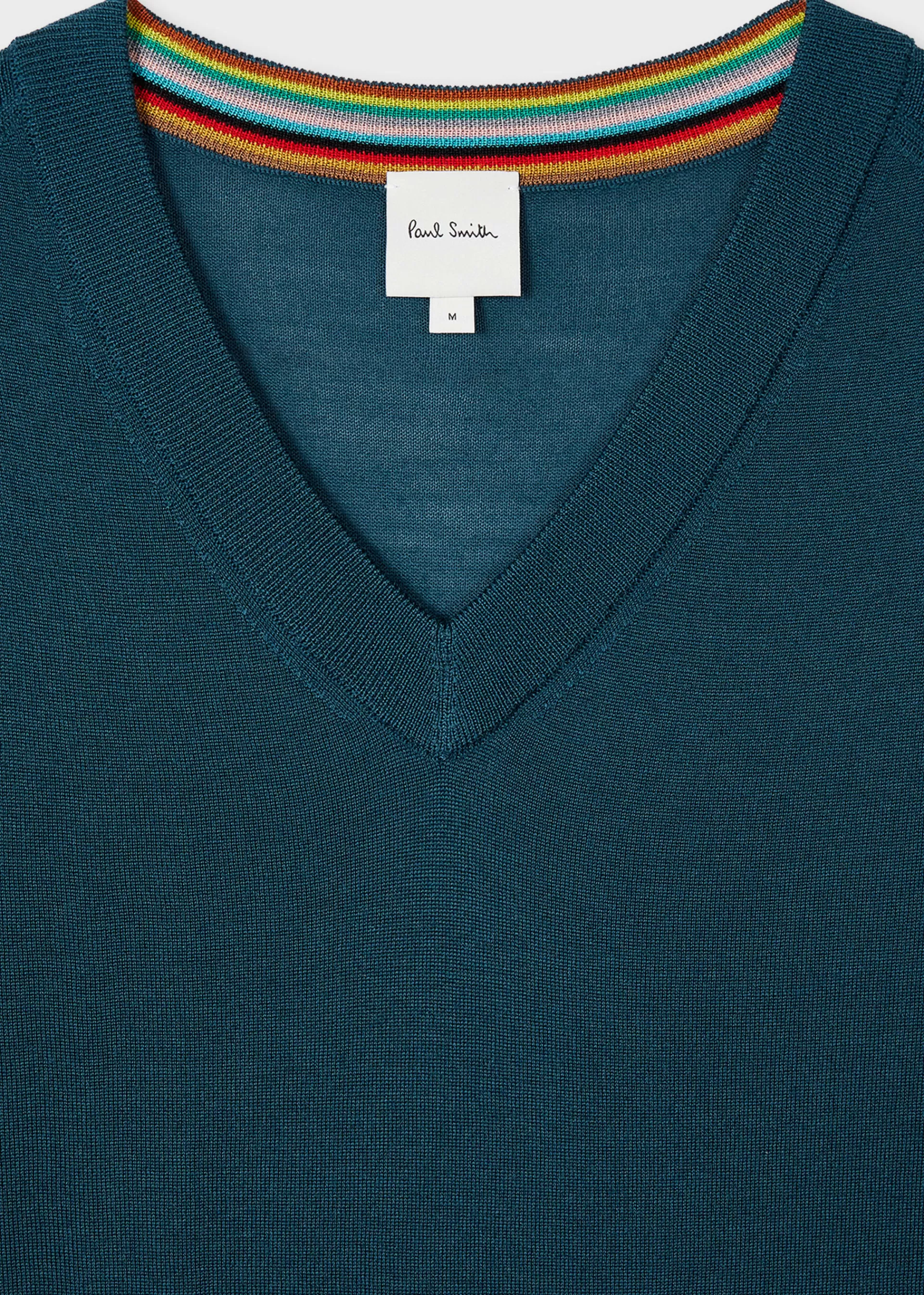 Petrol Blue Merino Wool V-Neck Sweater>Paul Smith Best Sale