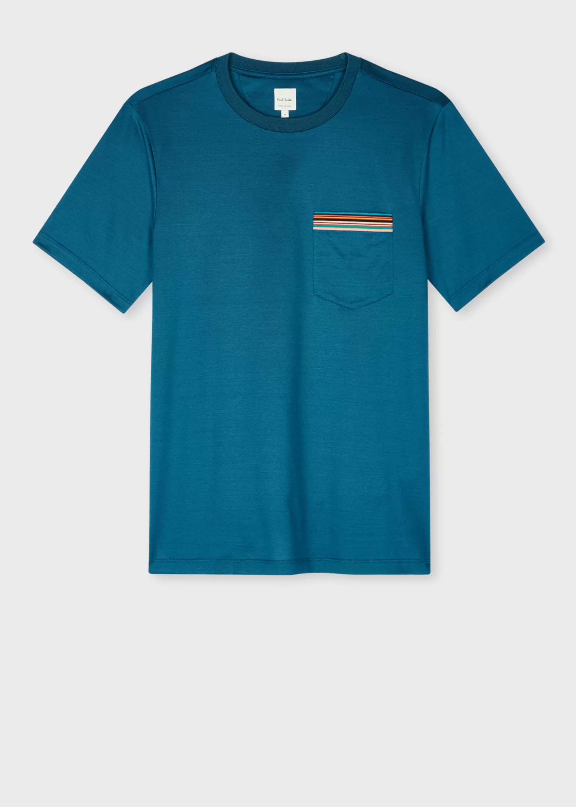 Petrol Blue 'Signature Stripe' Pocket T-Shirt>Paul Smith Clearance