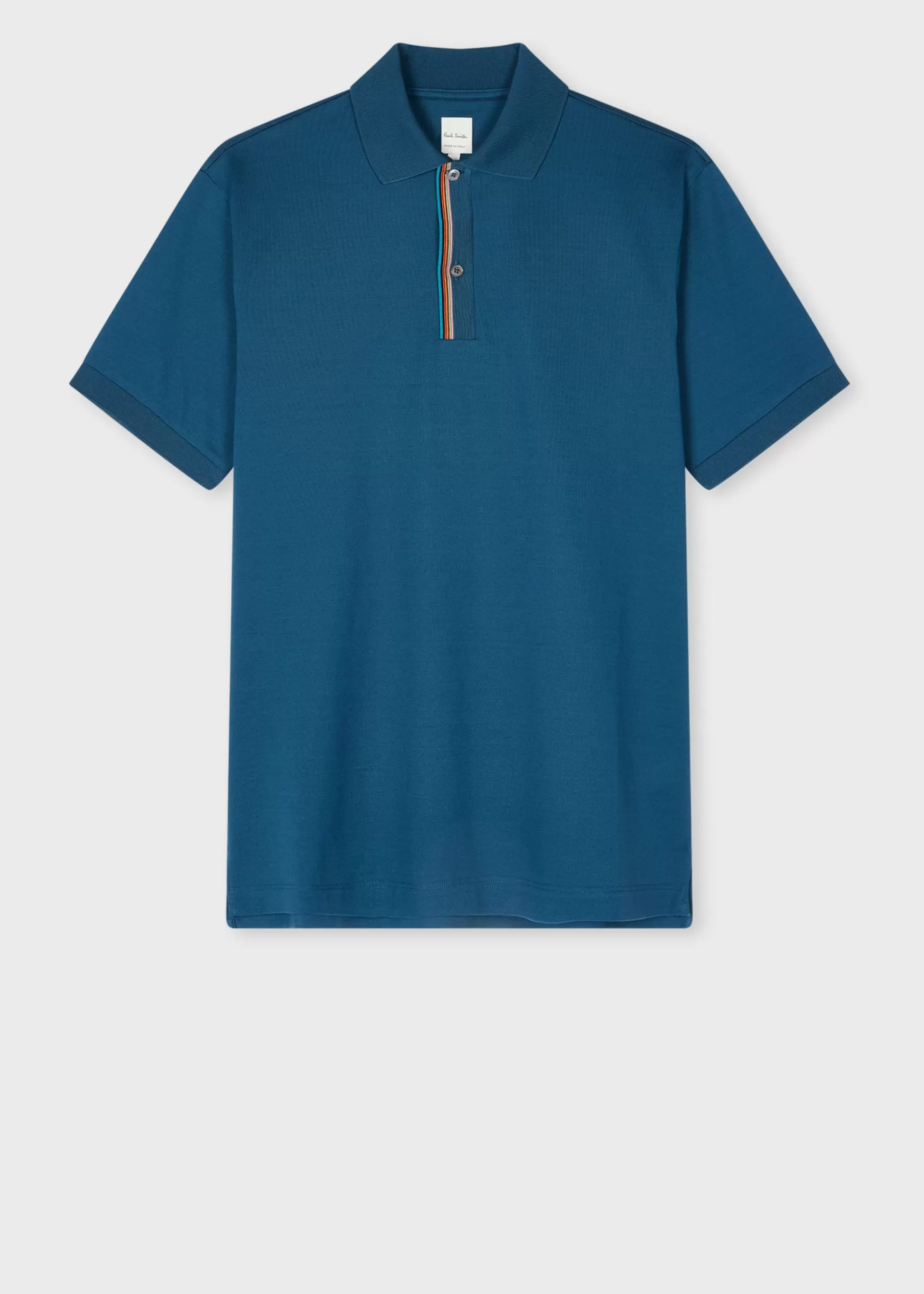 Petrol Blue 'Signature Stripe' Trim Polo Shirt>Paul Smith Best Sale