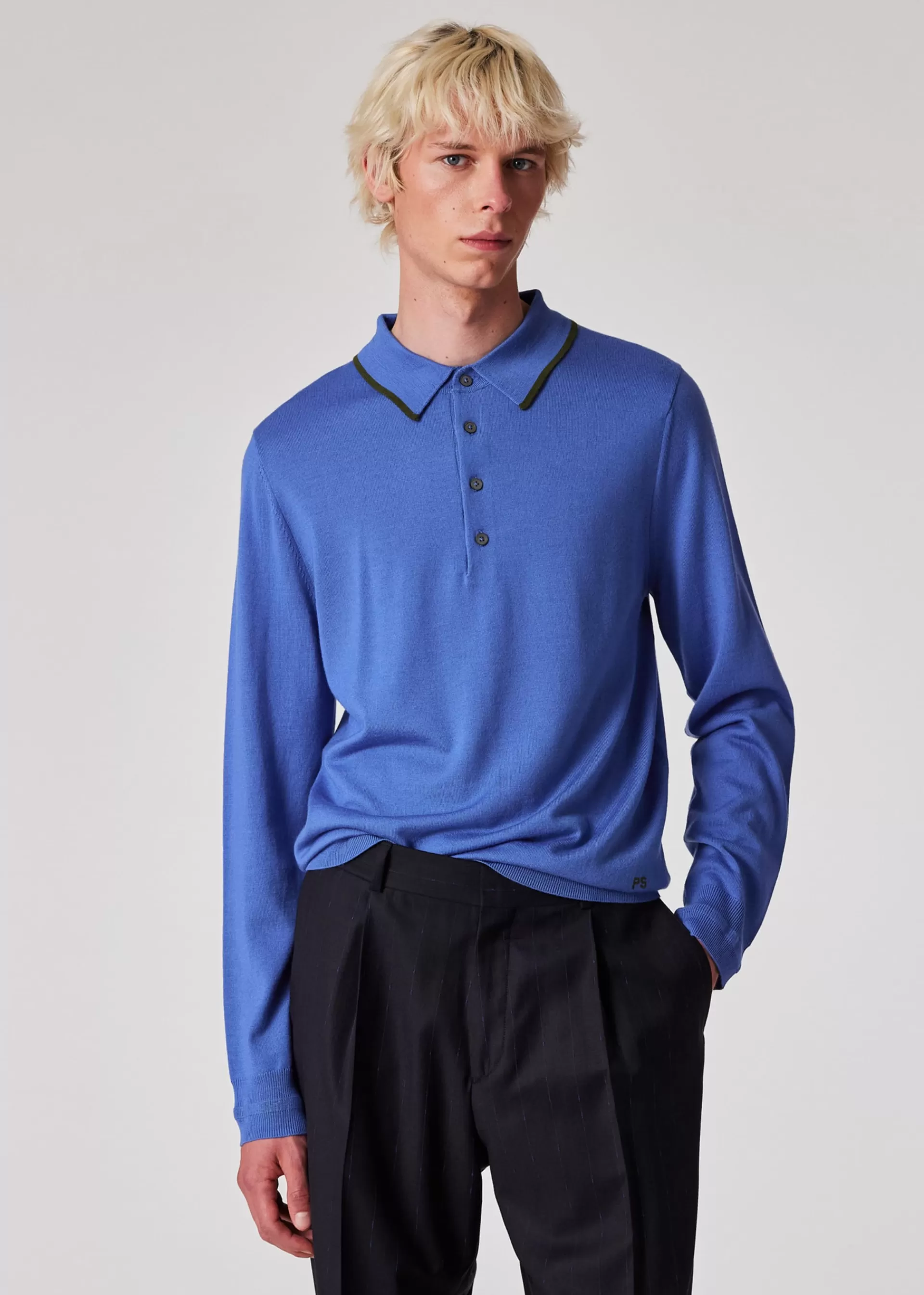 Powder Blue Merino Wool Polo Sweater>Paul Smith Cheap