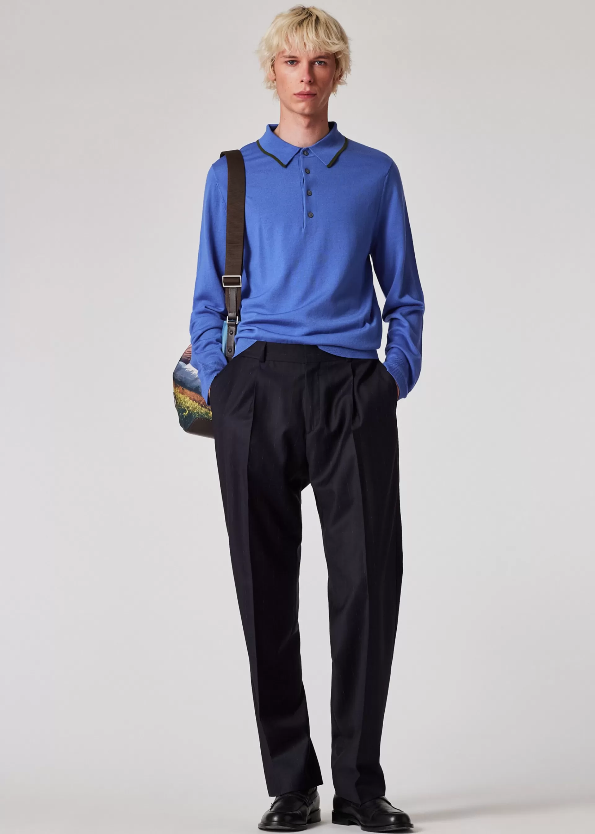 Powder Blue Merino Wool Polo Sweater>Paul Smith Cheap