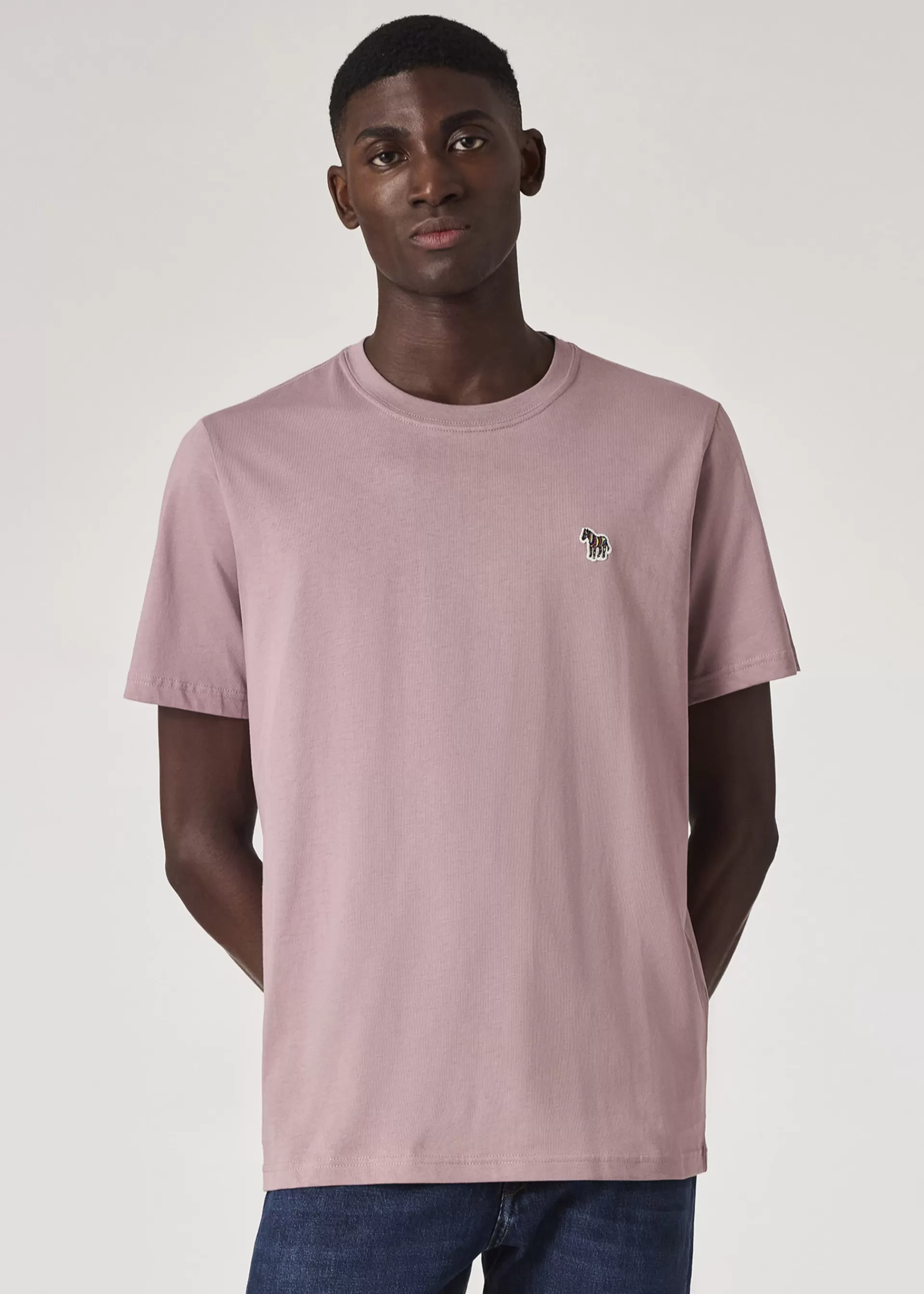 Powder Pink Organic Cotton Zebra Logo T-Shirt>Paul Smith Shop