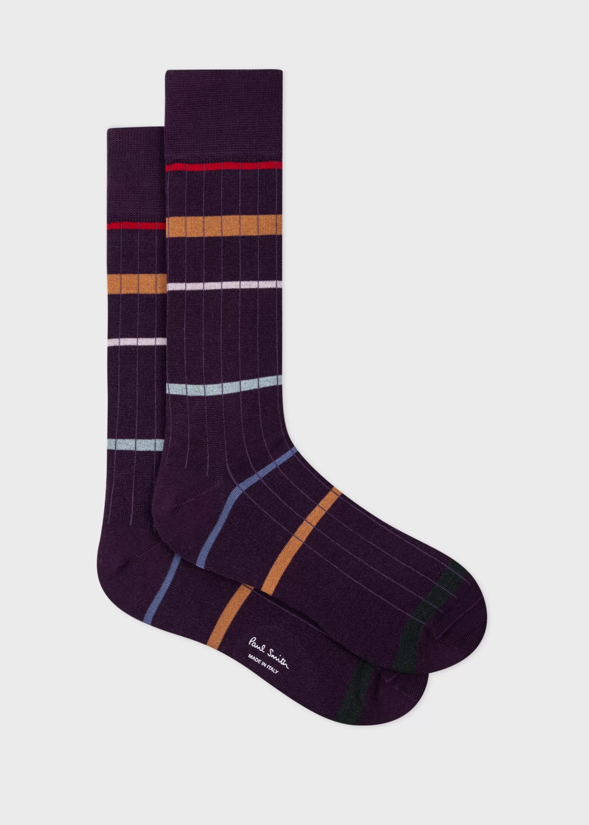 Purple Spaced Stripe Ribbed Socks>Paul Smith Discount