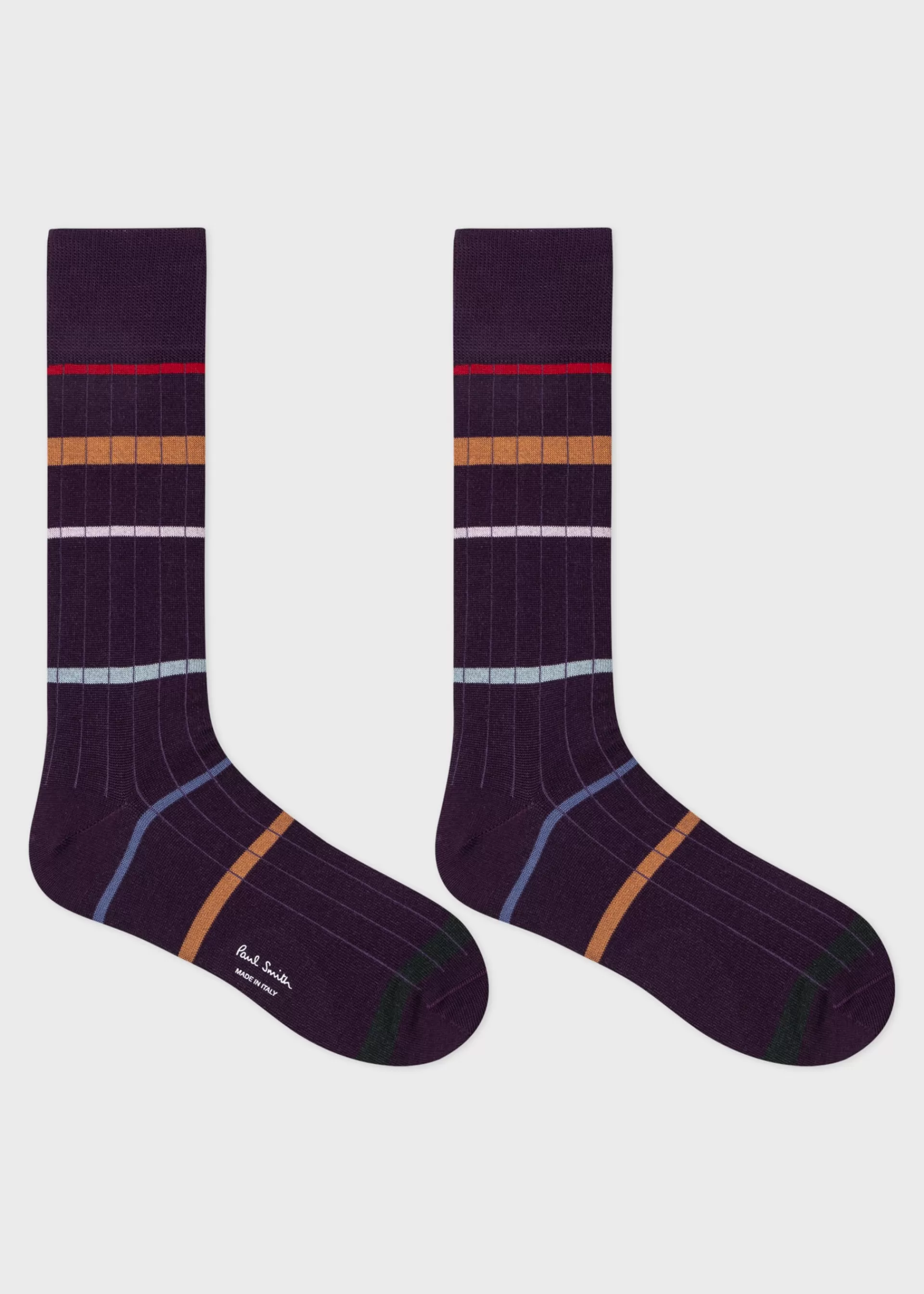 Purple Spaced Stripe Ribbed Socks>Paul Smith Discount