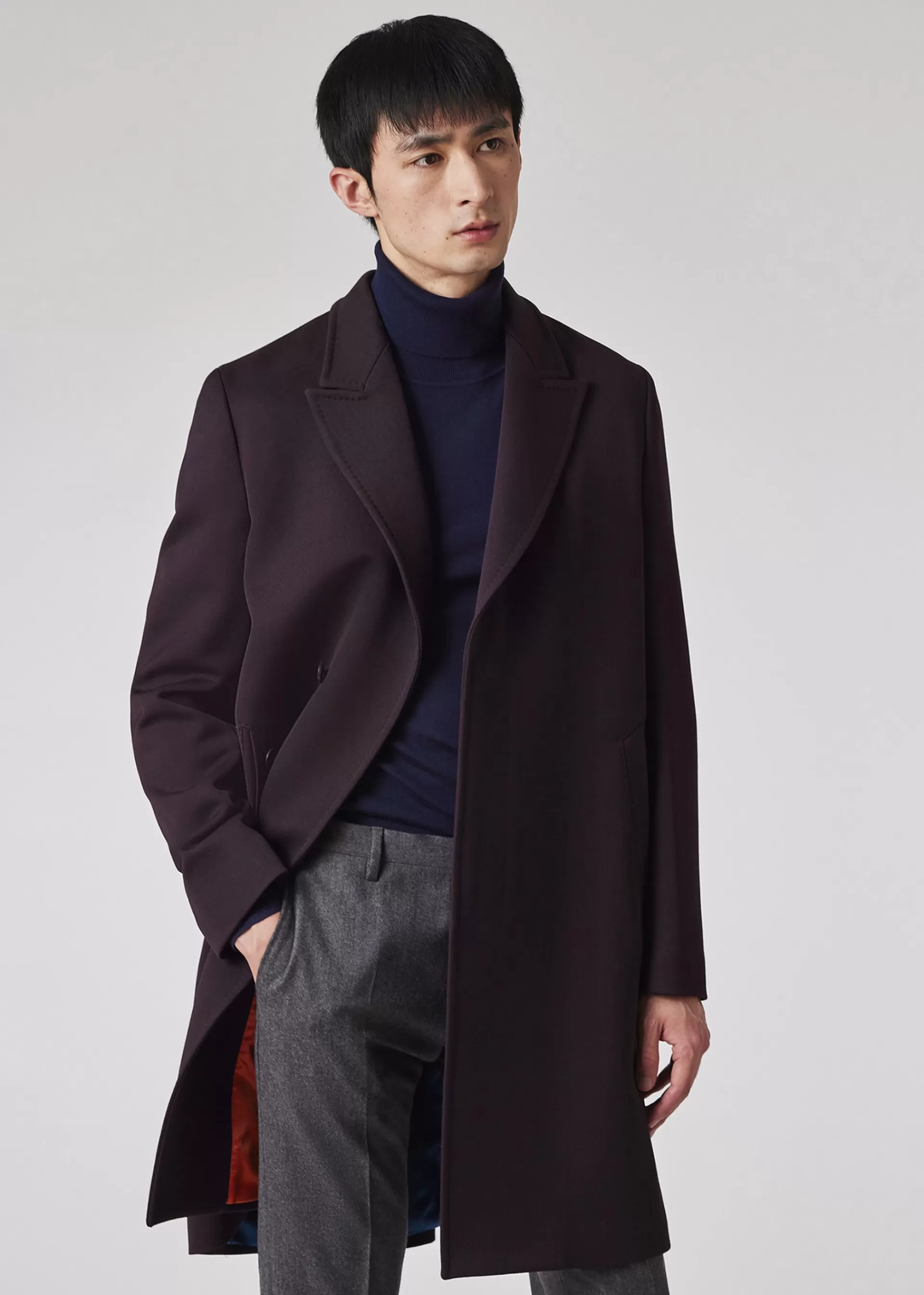 Wool-Blend Twill Double-Breasted Overcoat>Paul Smith Flash Sale