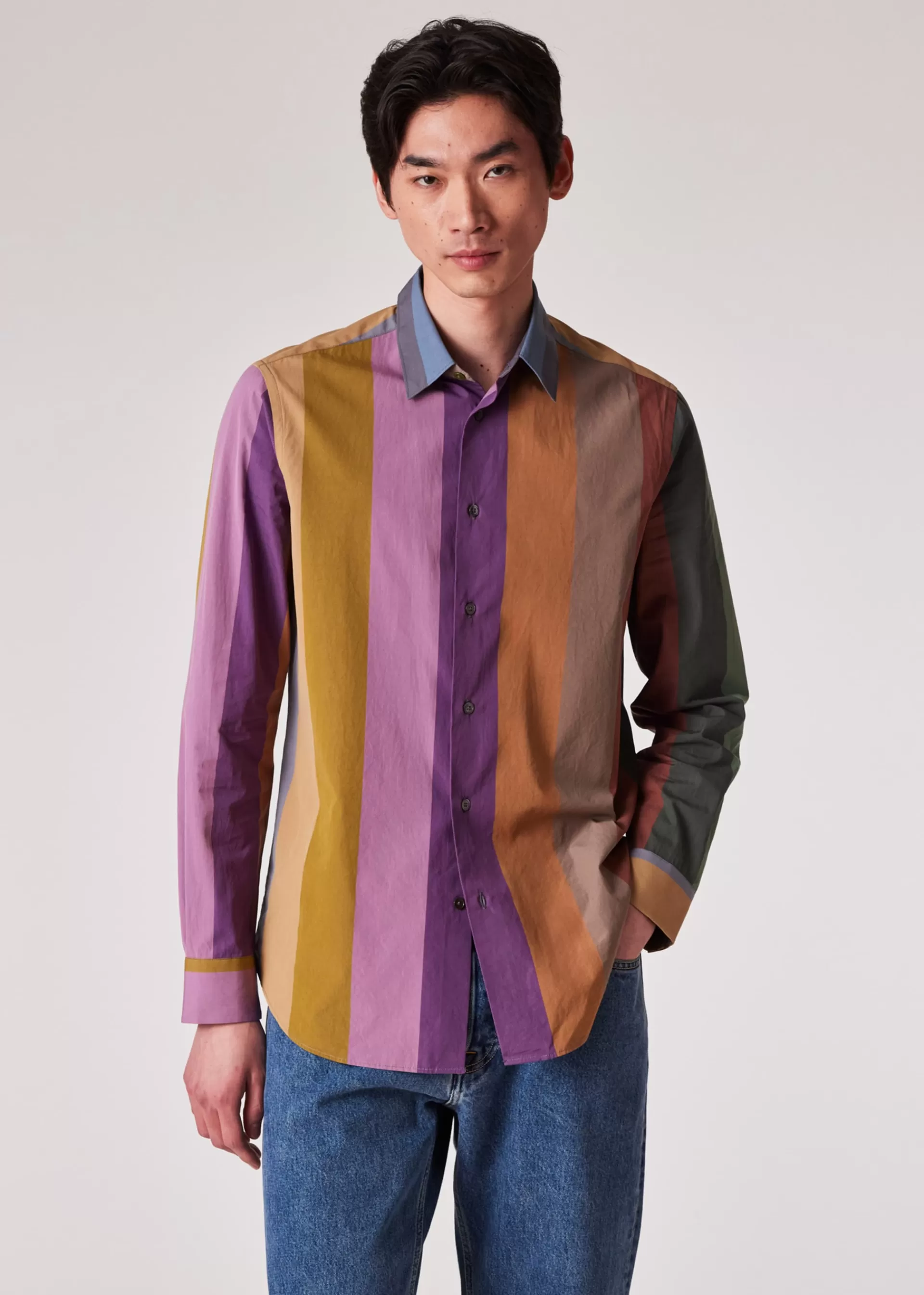 Rainbow Stripe' Cotton Poplin Shirt>Paul Smith Cheap