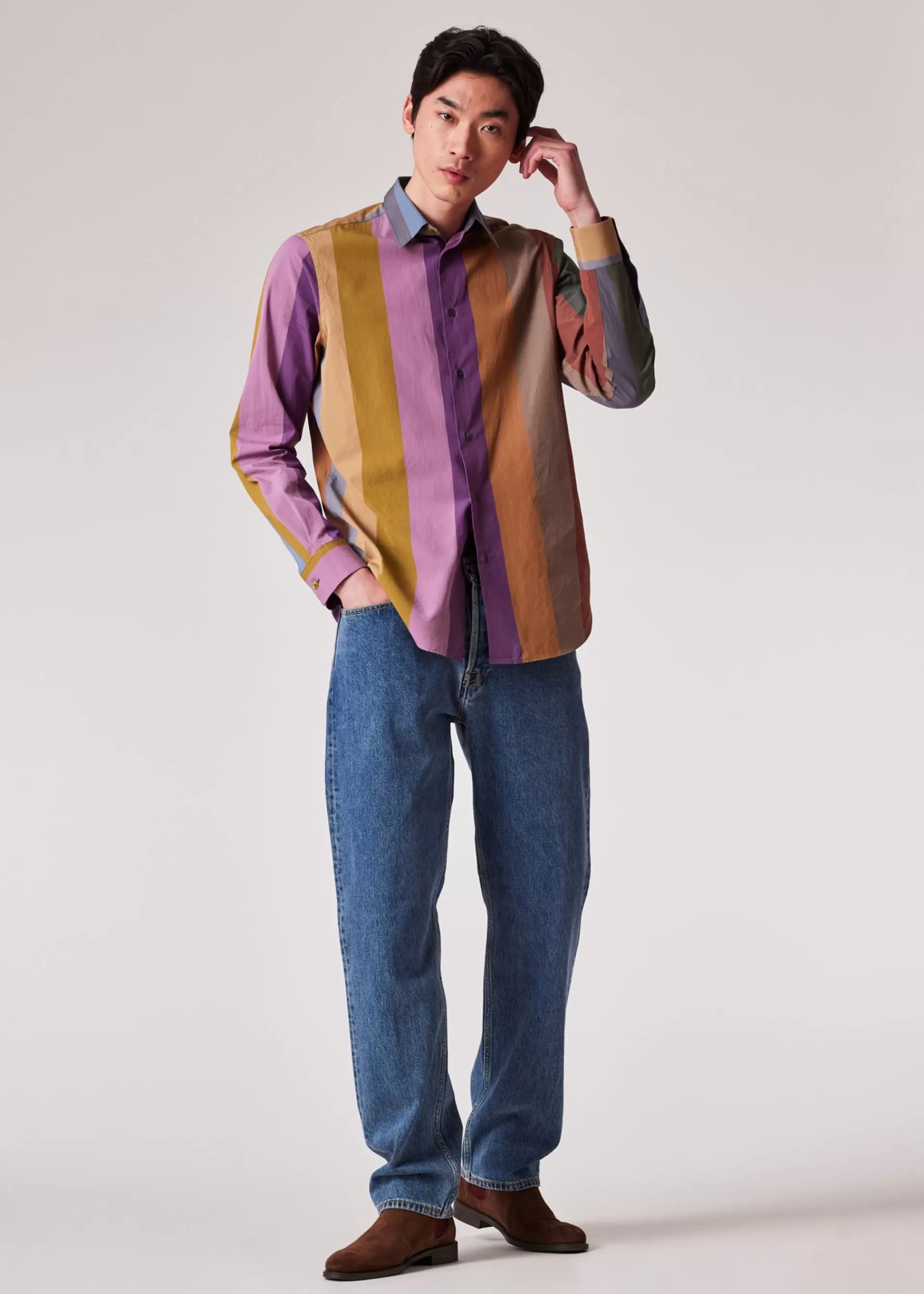Rainbow Stripe' Cotton Poplin Shirt>Paul Smith Cheap