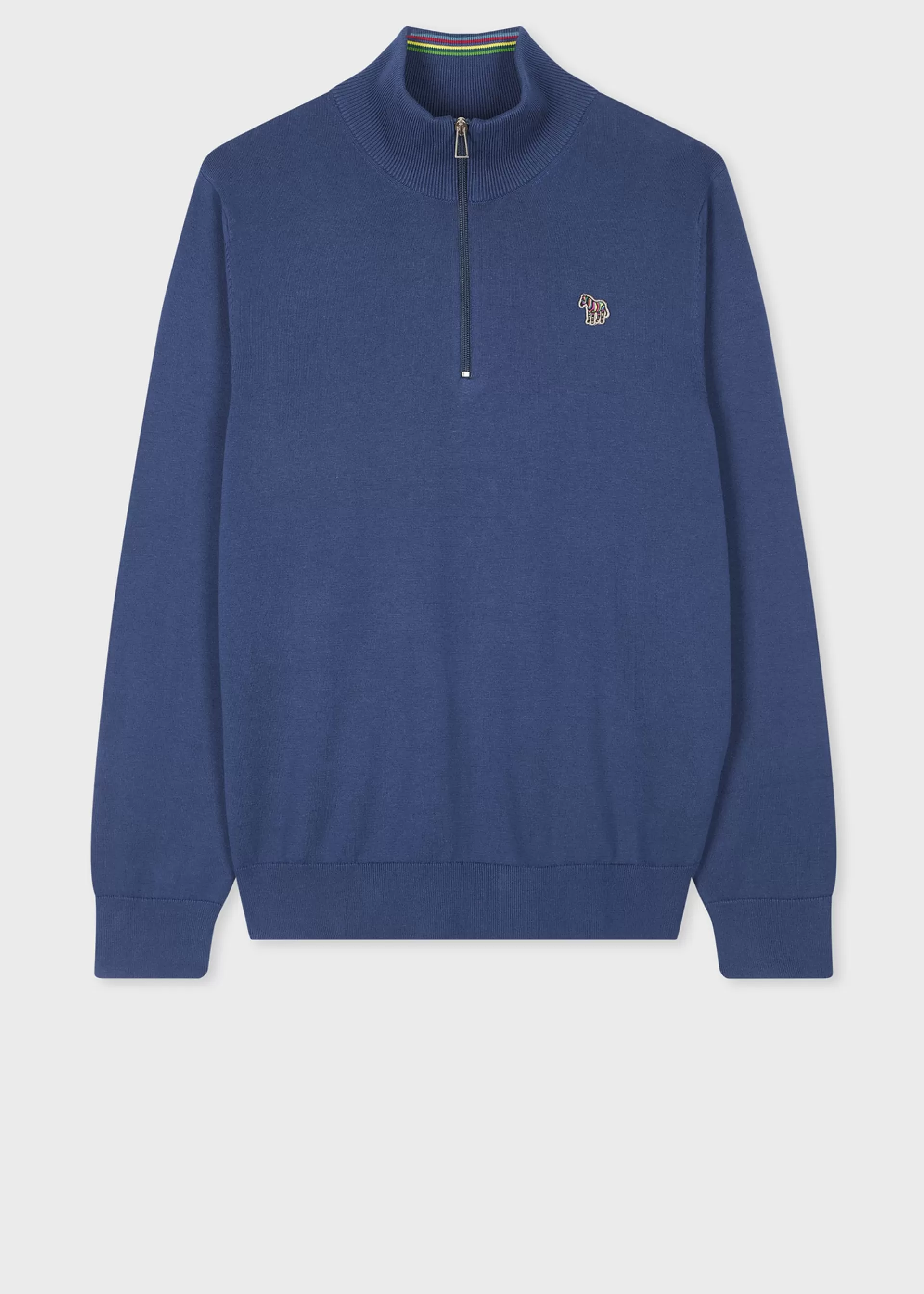 Royal Blue Organic Cotton Half Zip Zebra Logo Sweater>Paul Smith Best Sale