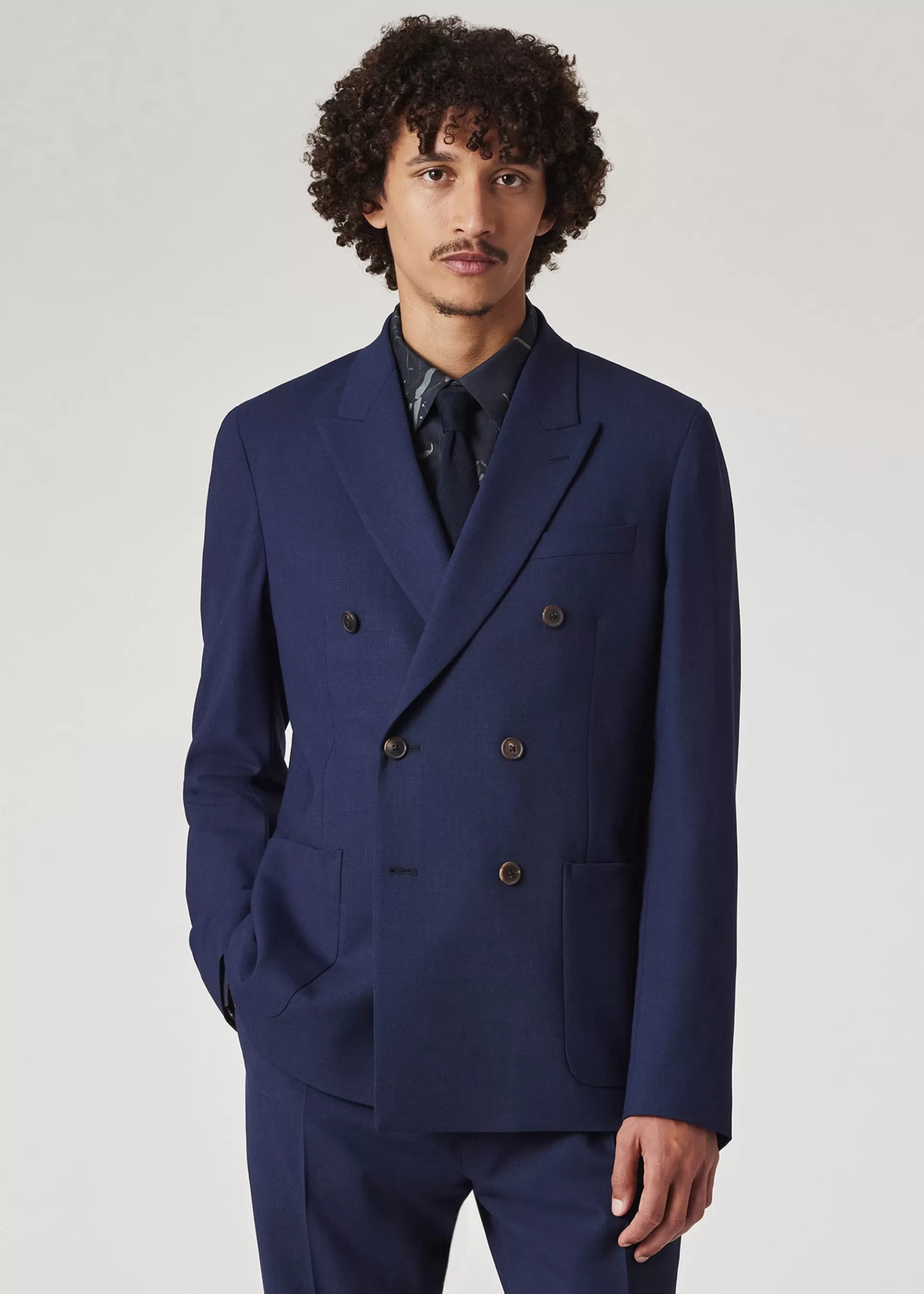 Royal Blue Overdye Marl Stretch-Wool Double-Breasted Blazer>Paul Smith Flash Sale