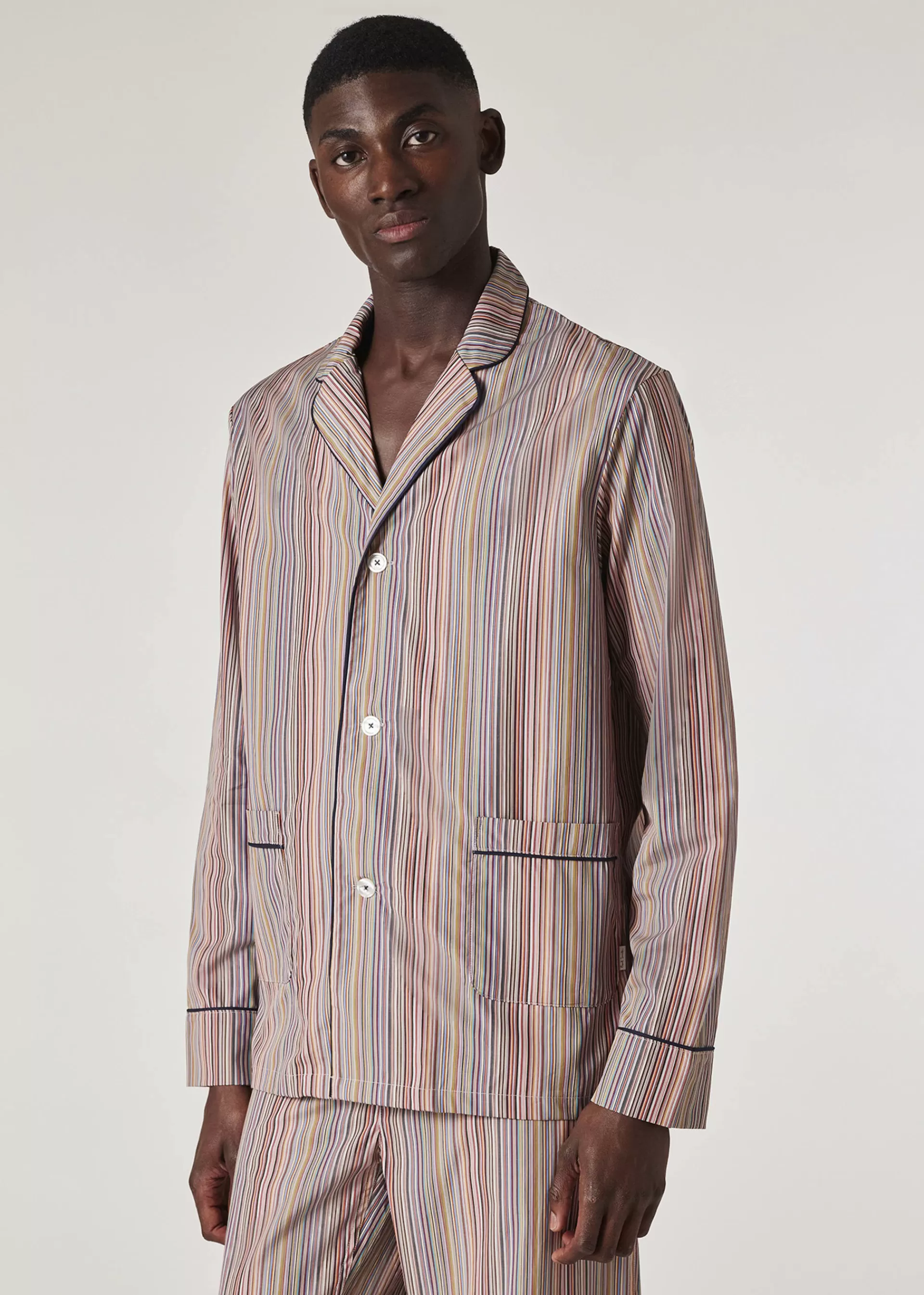Signature Stripe' Cotton Pyjama Set With Navy Trims Gift Box Set>Paul Smith Cheap