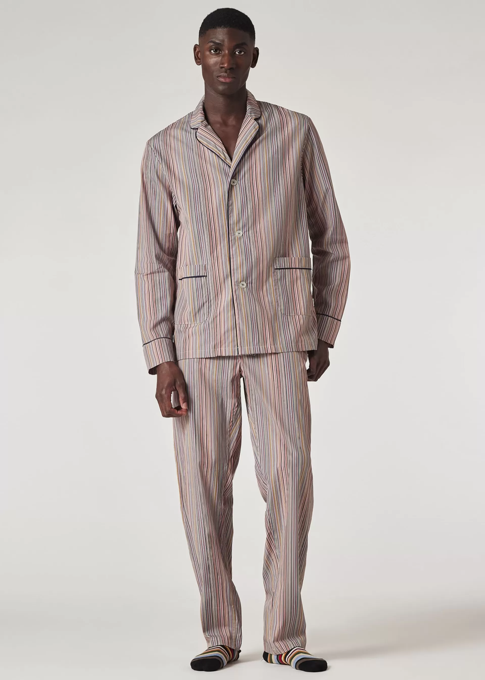 Signature Stripe' Cotton Pyjama Set With Navy Trims Gift Box Set>Paul Smith Cheap
