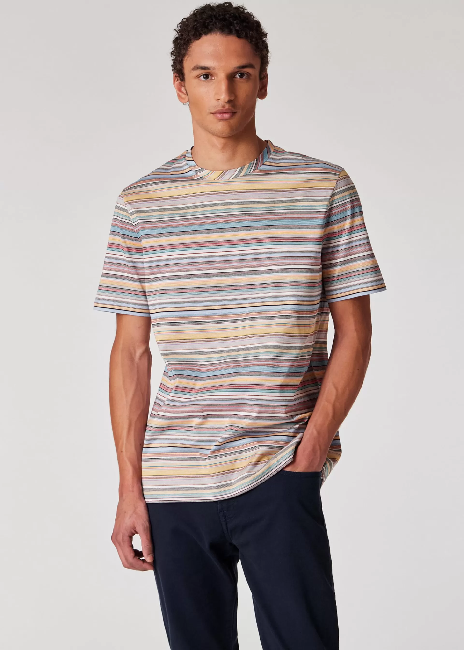 Signature Stripe' Cotton T-Shirt>Paul Smith Cheap