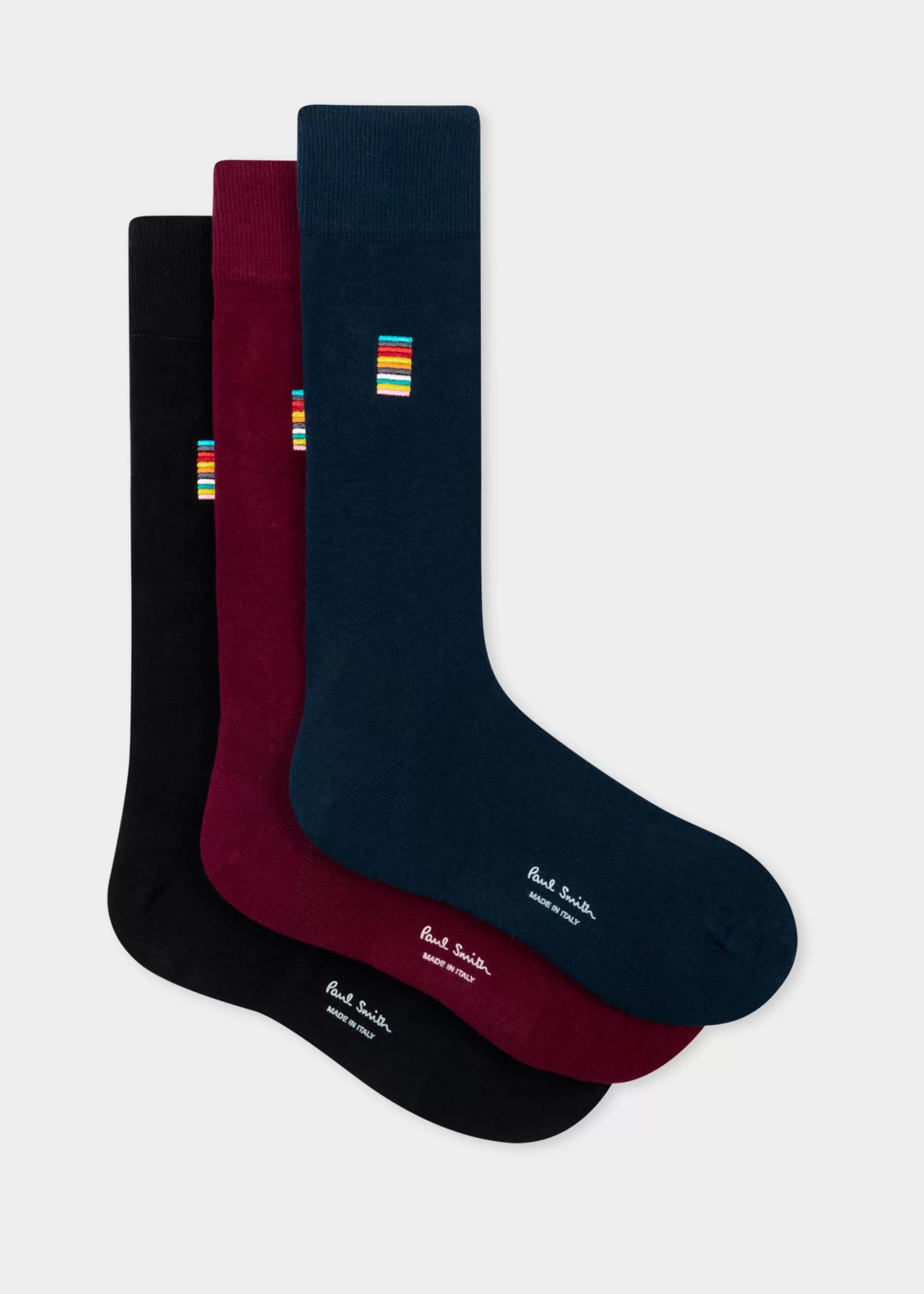 Signature Stripe Embroidery Plain Socks Three Pack>Paul Smith Cheap