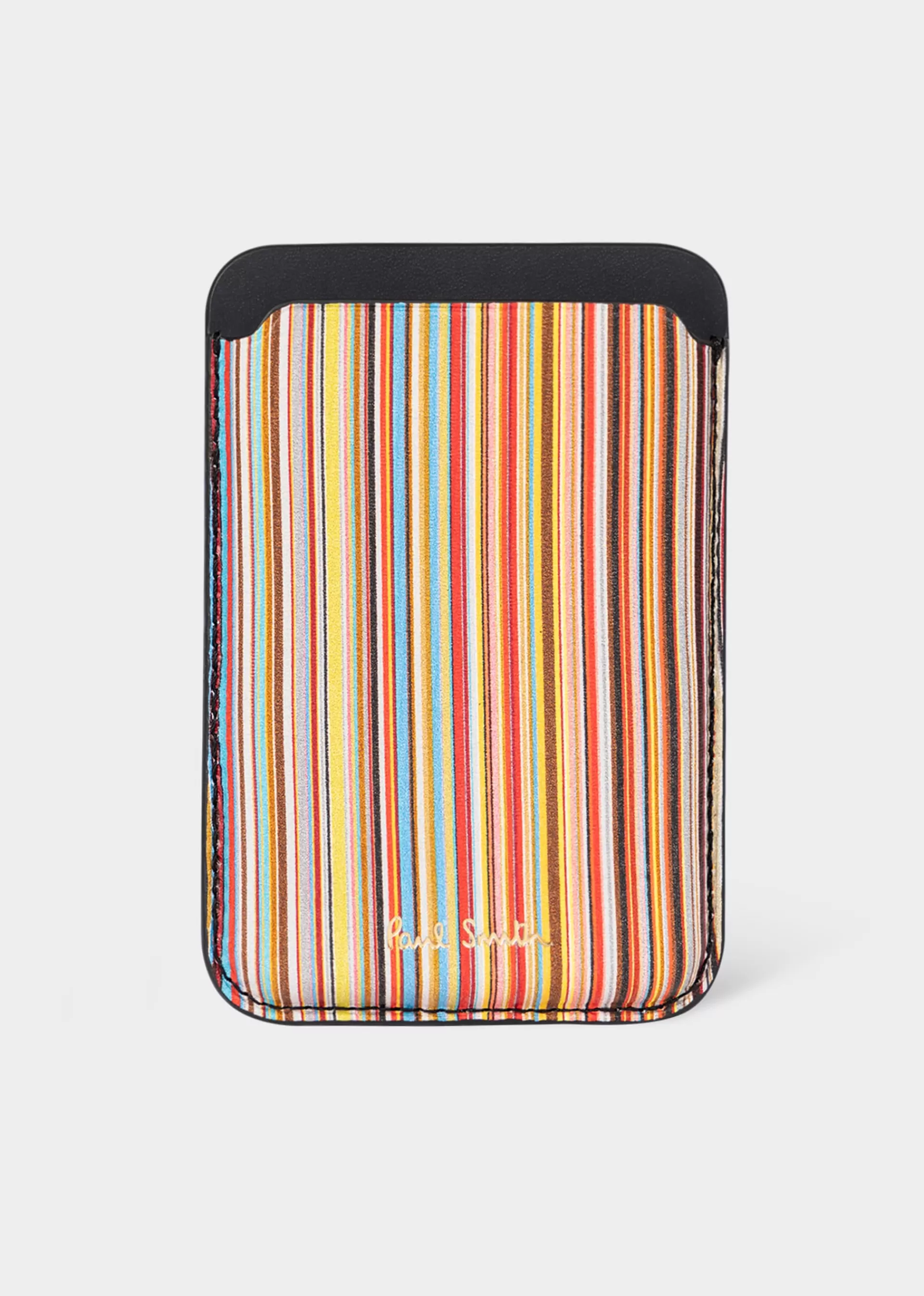 Signature Stripe' iPhone MagSafe Leather Credit Card Case>Paul Smith Cheap