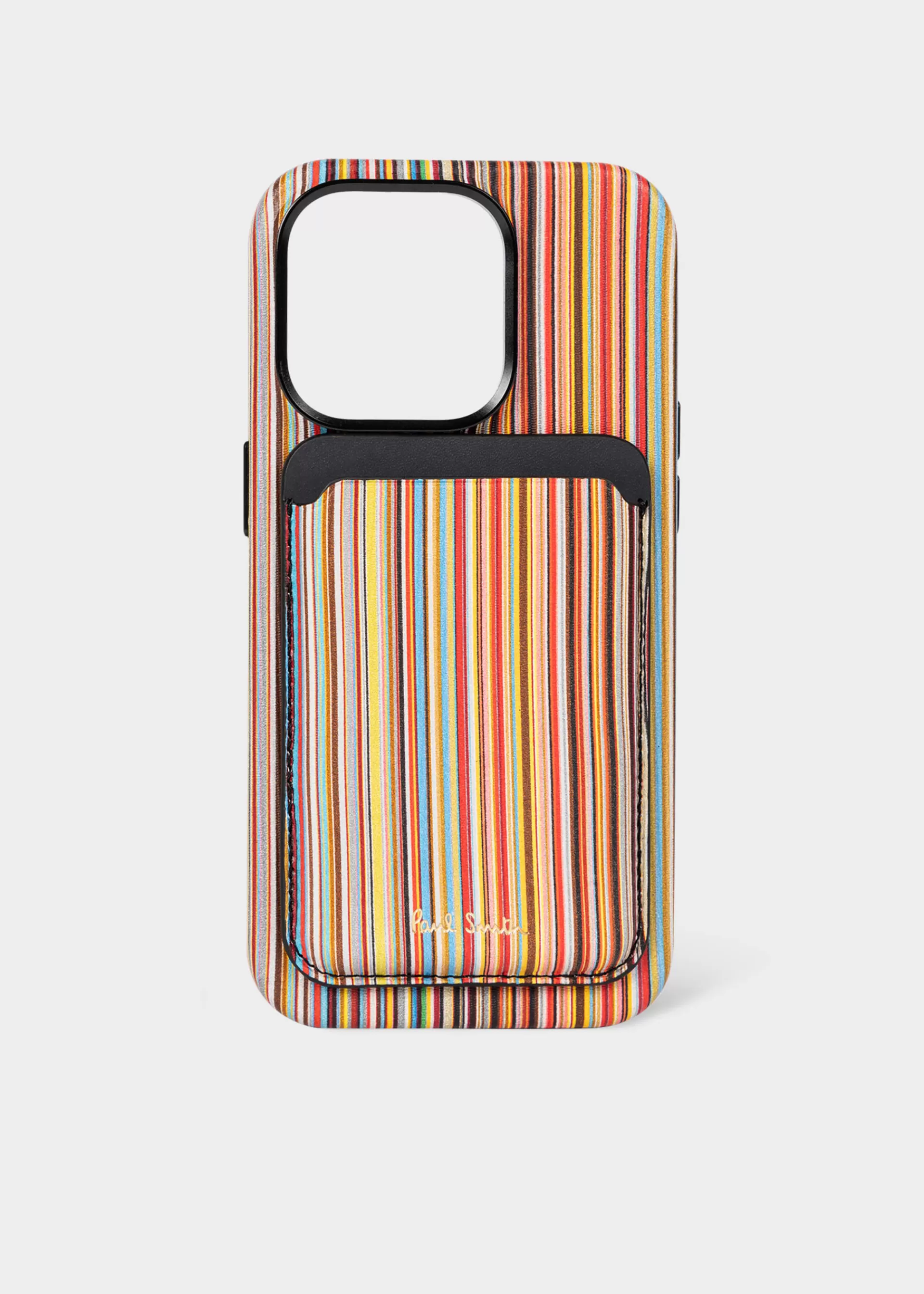 Signature Stripe' iPhone MagSafe Leather Credit Card Case>Paul Smith Cheap