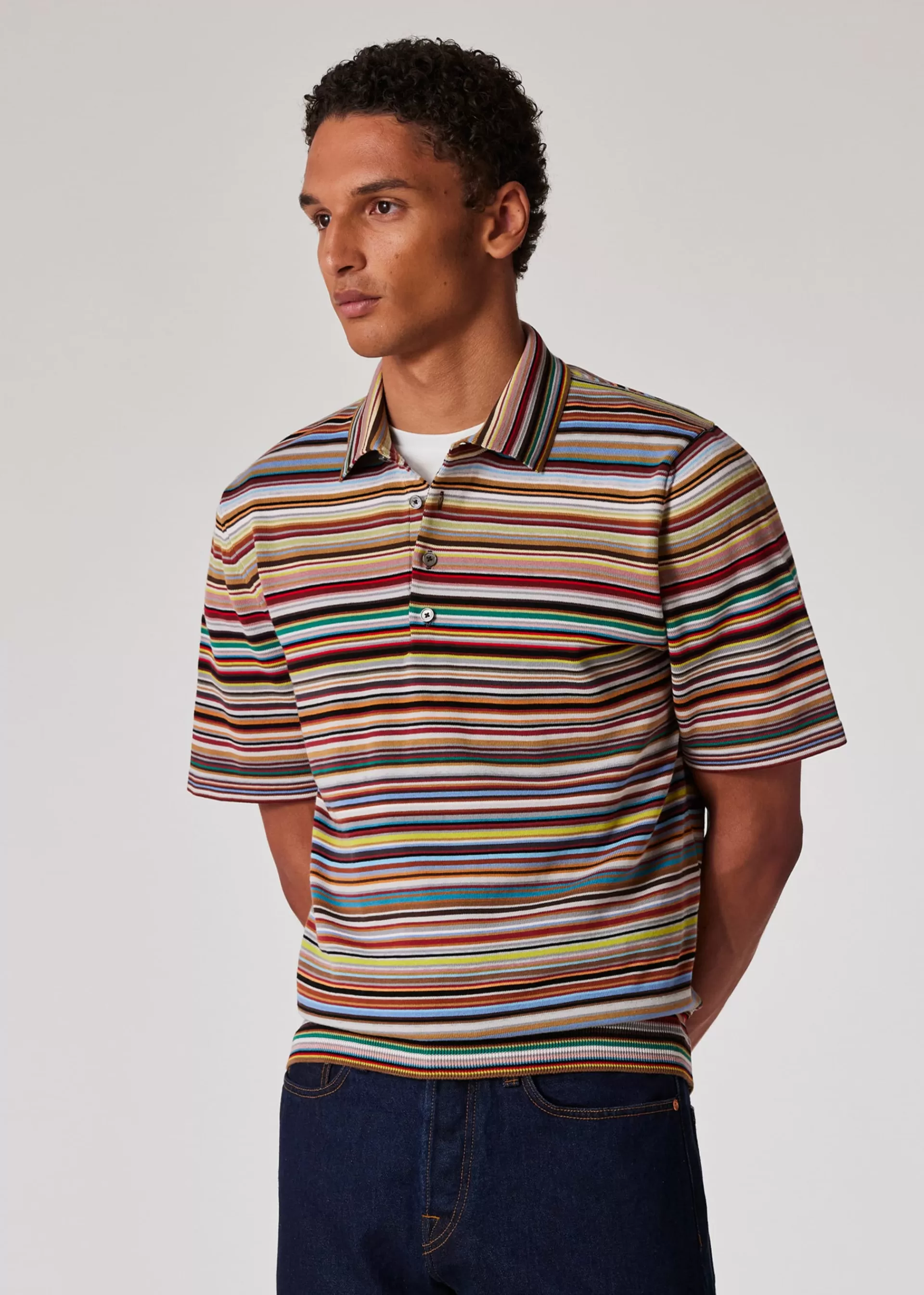 Signature Stripe' Knitted Cotton Polo Shirt>Paul Smith Discount