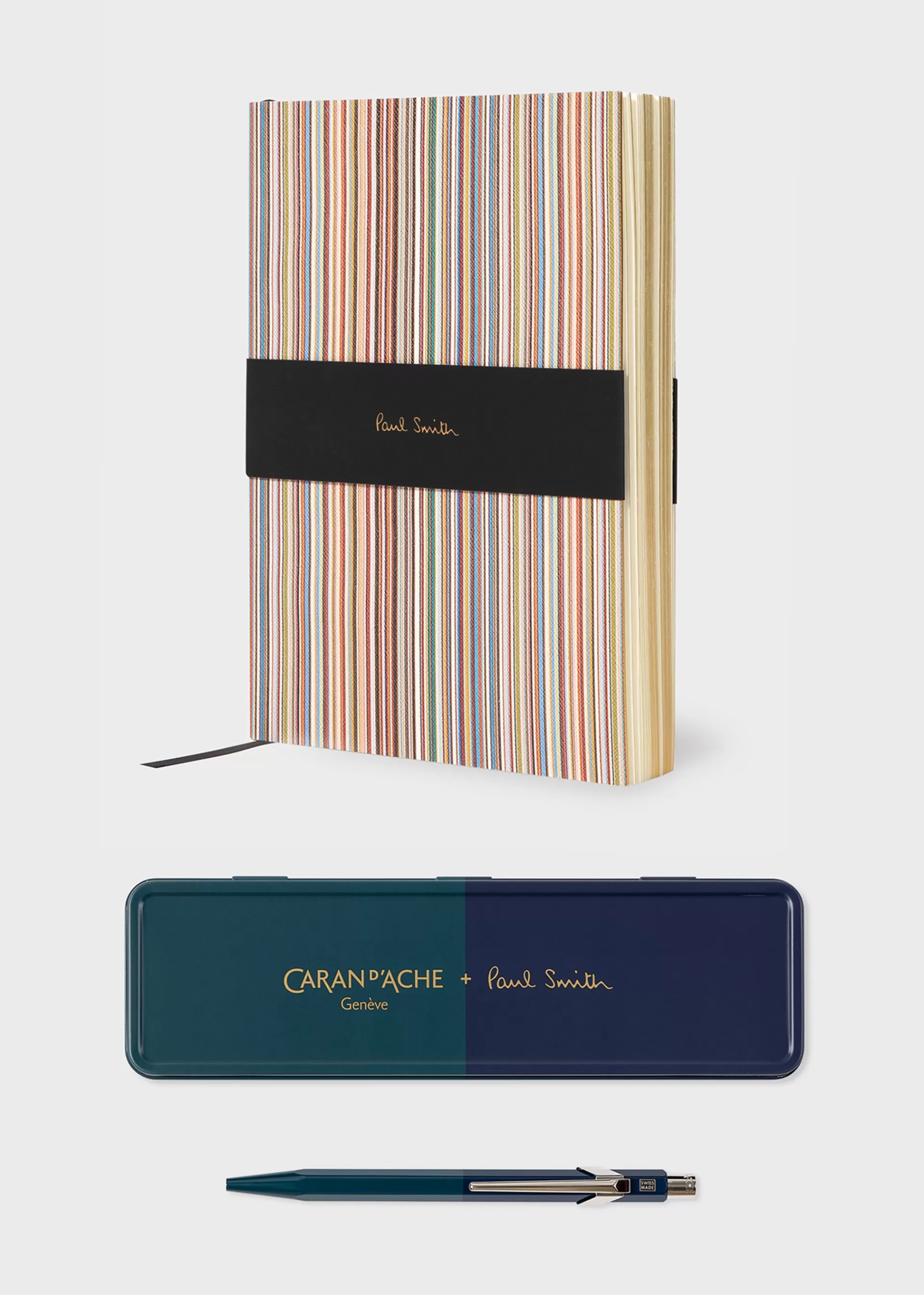 Signature Stripe' Notebook & Caran d'Ache Two-Tone Pen Gift Set>Paul Smith Outlet