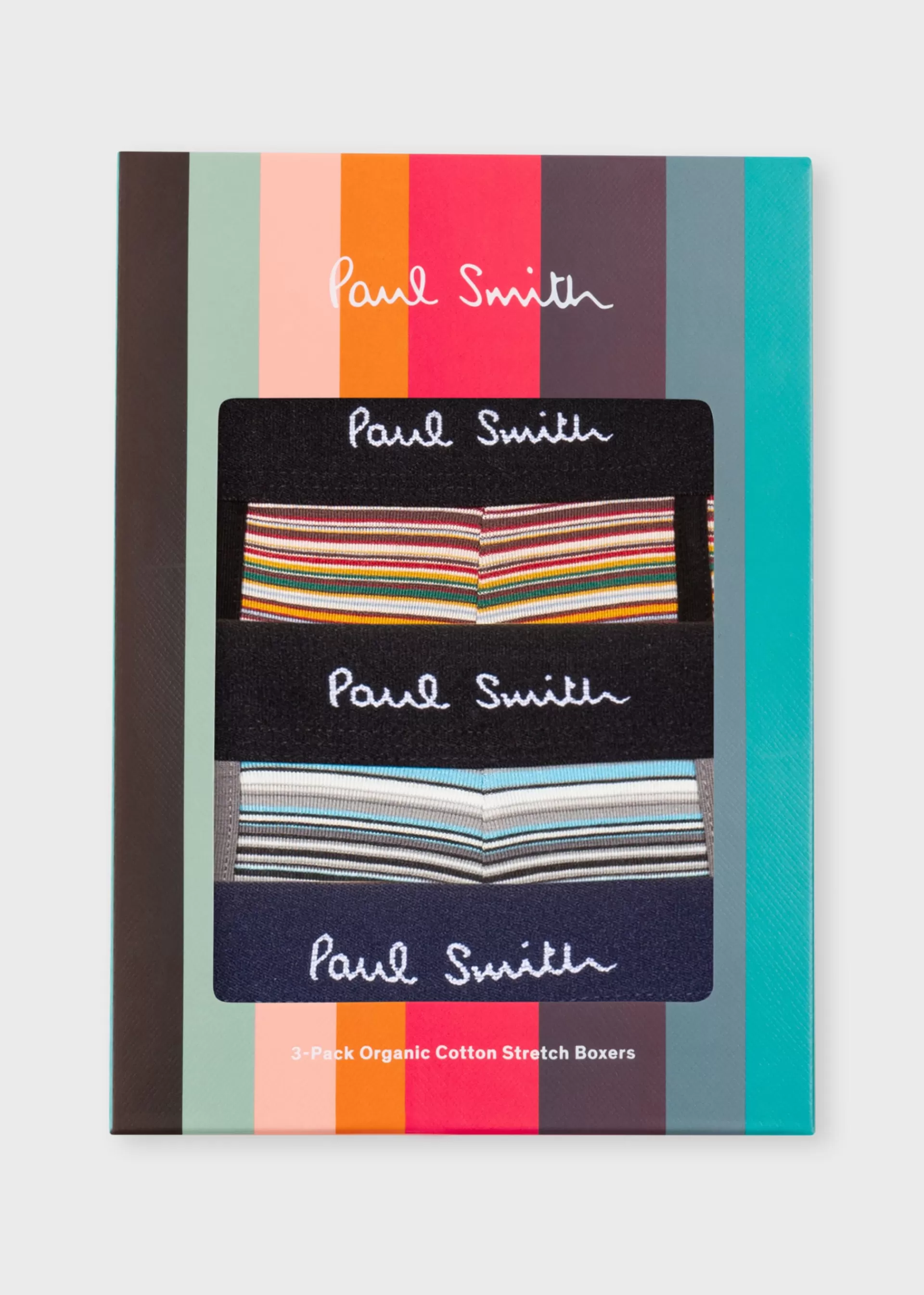 Signature Stripe' Organic Cotton Long Boxer Briefs Three Pack>Paul Smith Best Sale