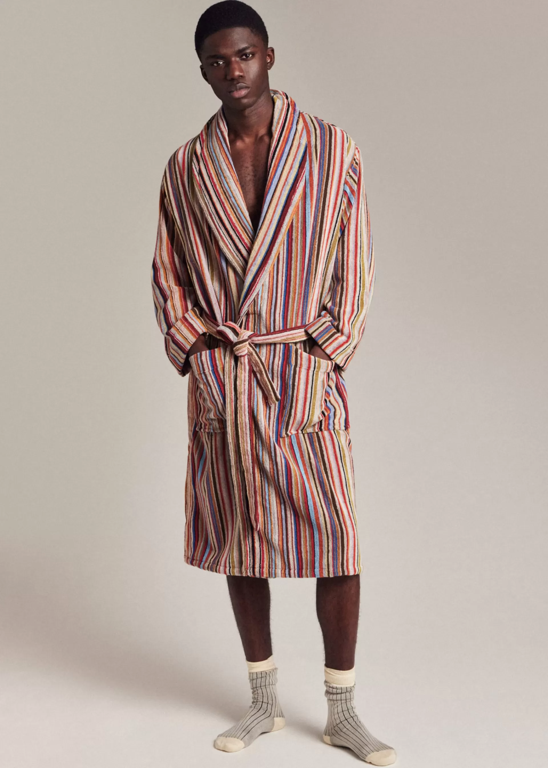 Signature Stripe' Woven Cotton Dressing Gown>Paul Smith Discount