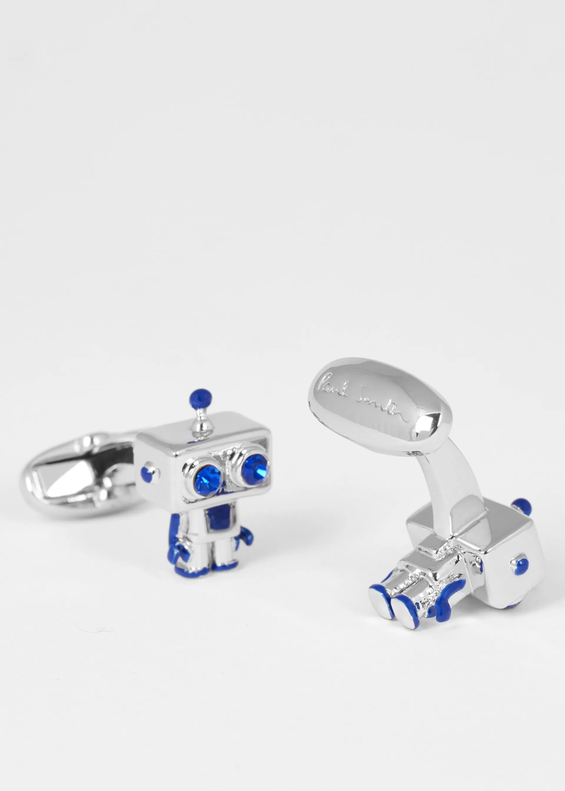 Silver and Blue Robot Cufflinks>Paul Smith Hot