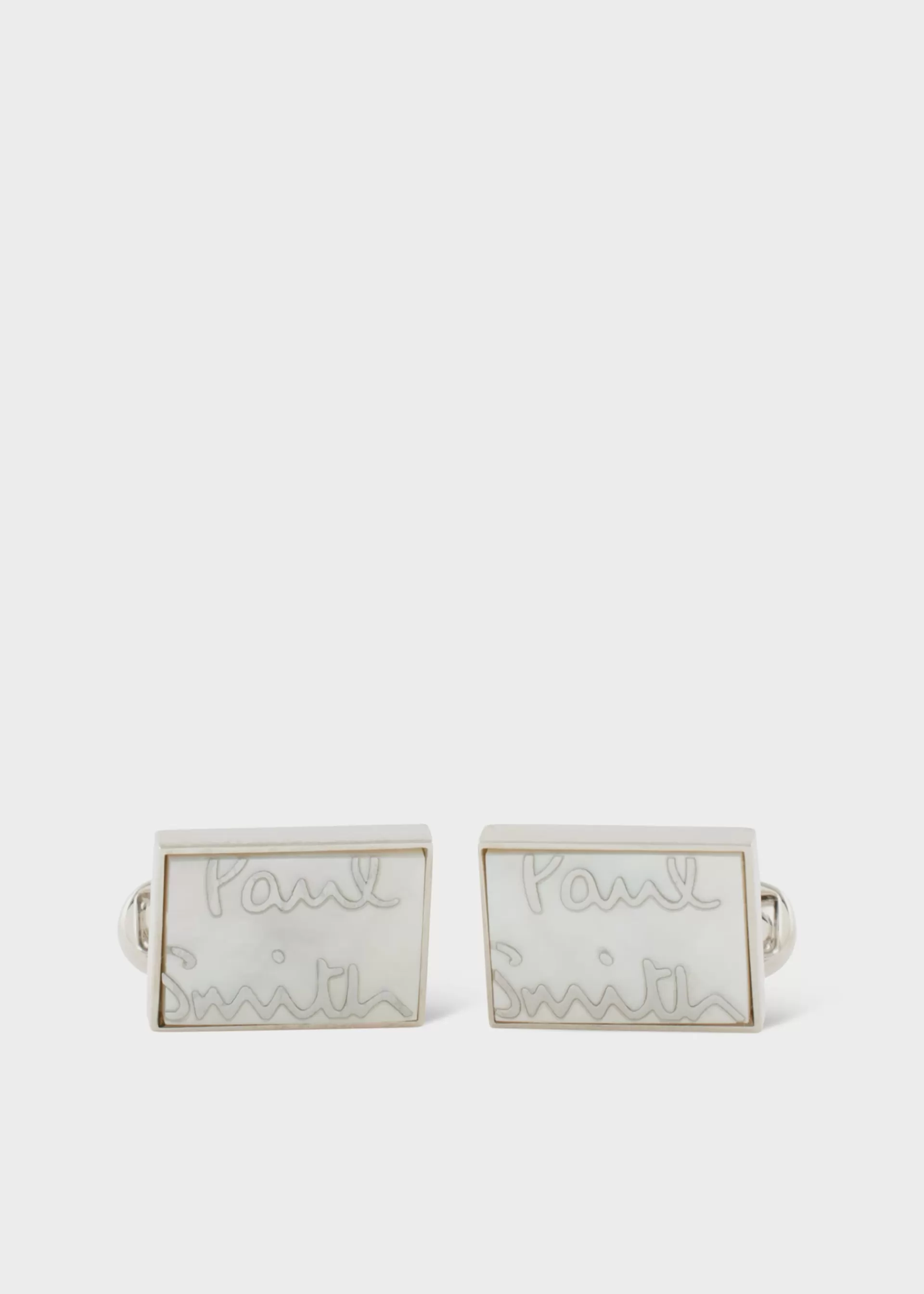 Silver Mother of Pearl 'Signature' Cufflinks>Paul Smith Store