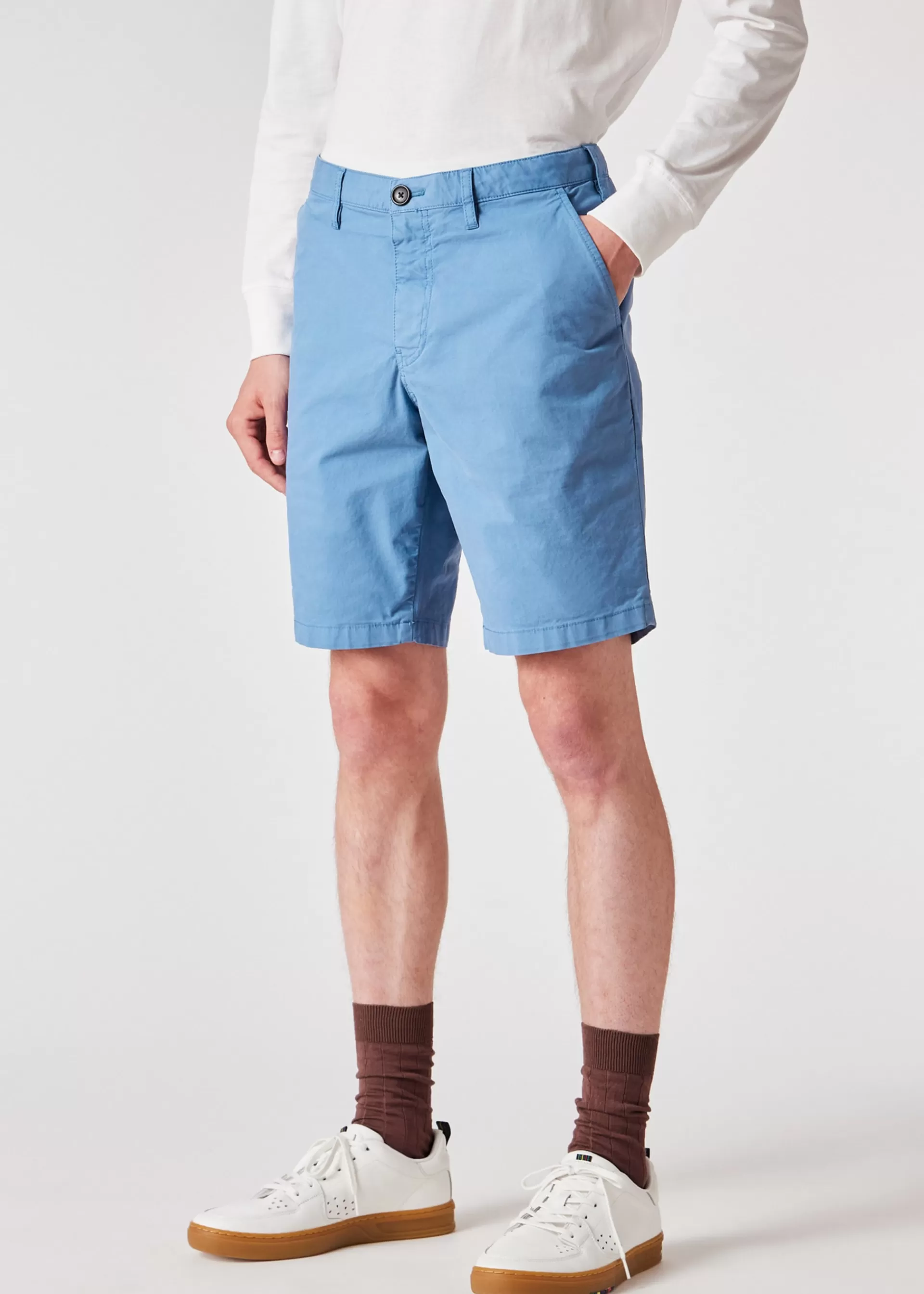 Sky Blue Cotton-Twill 'Broad Stripe Zebra' Shorts>Paul Smith Best Sale