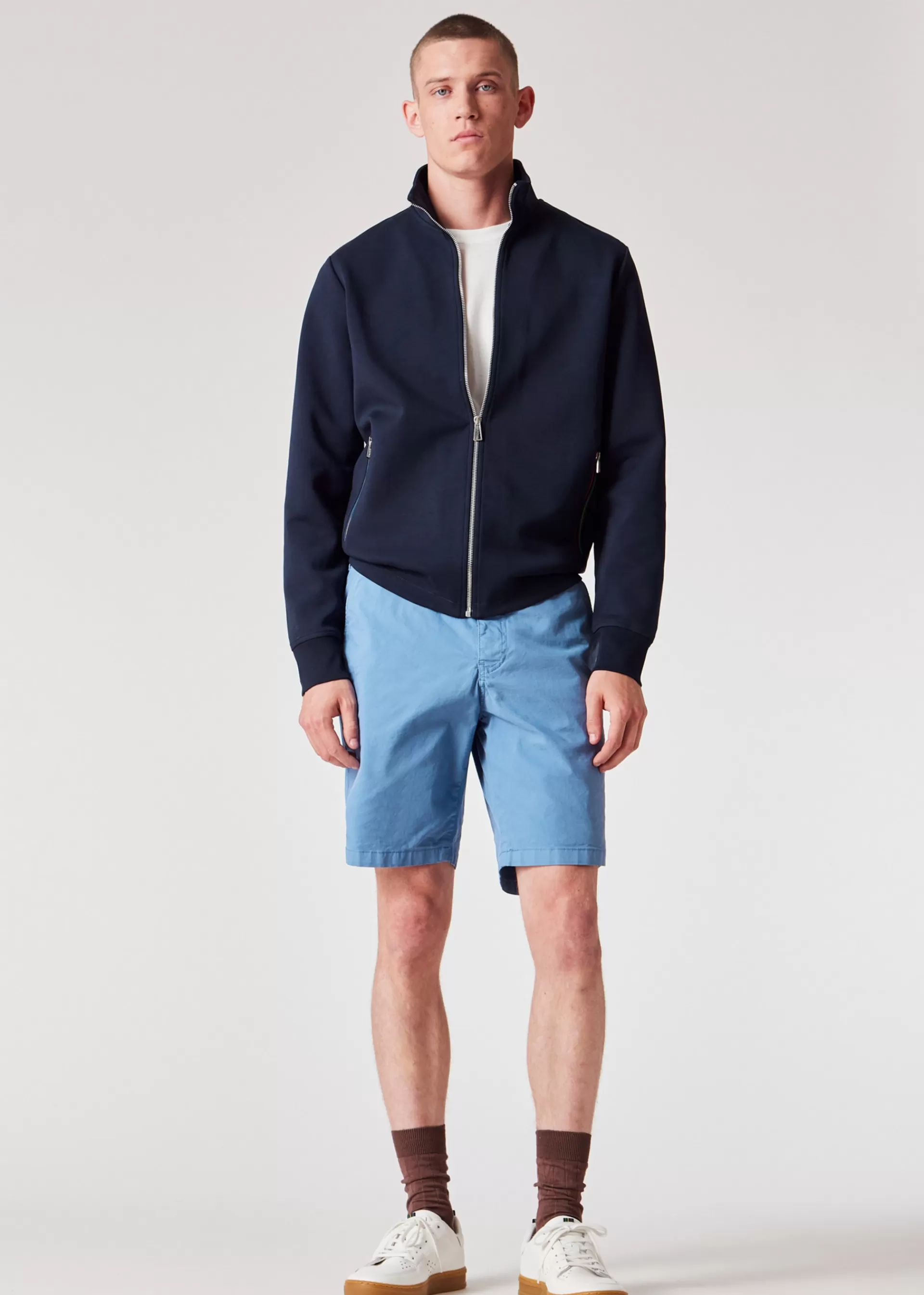 Sky Blue Cotton-Twill 'Broad Stripe Zebra' Shorts>Paul Smith Best Sale