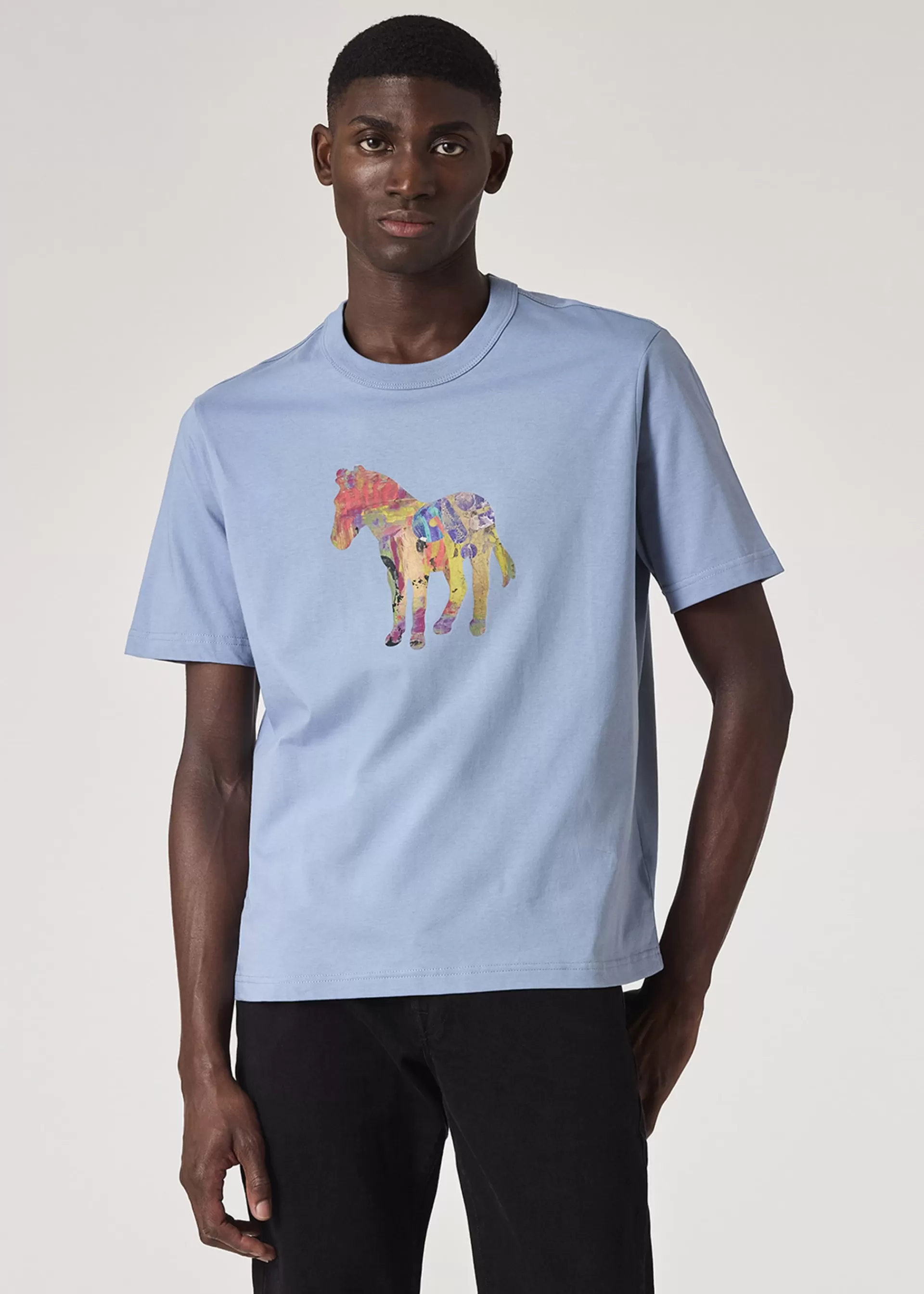 Sky Blue 'Craft Zebra' Print T-Shirt>Paul Smith Store