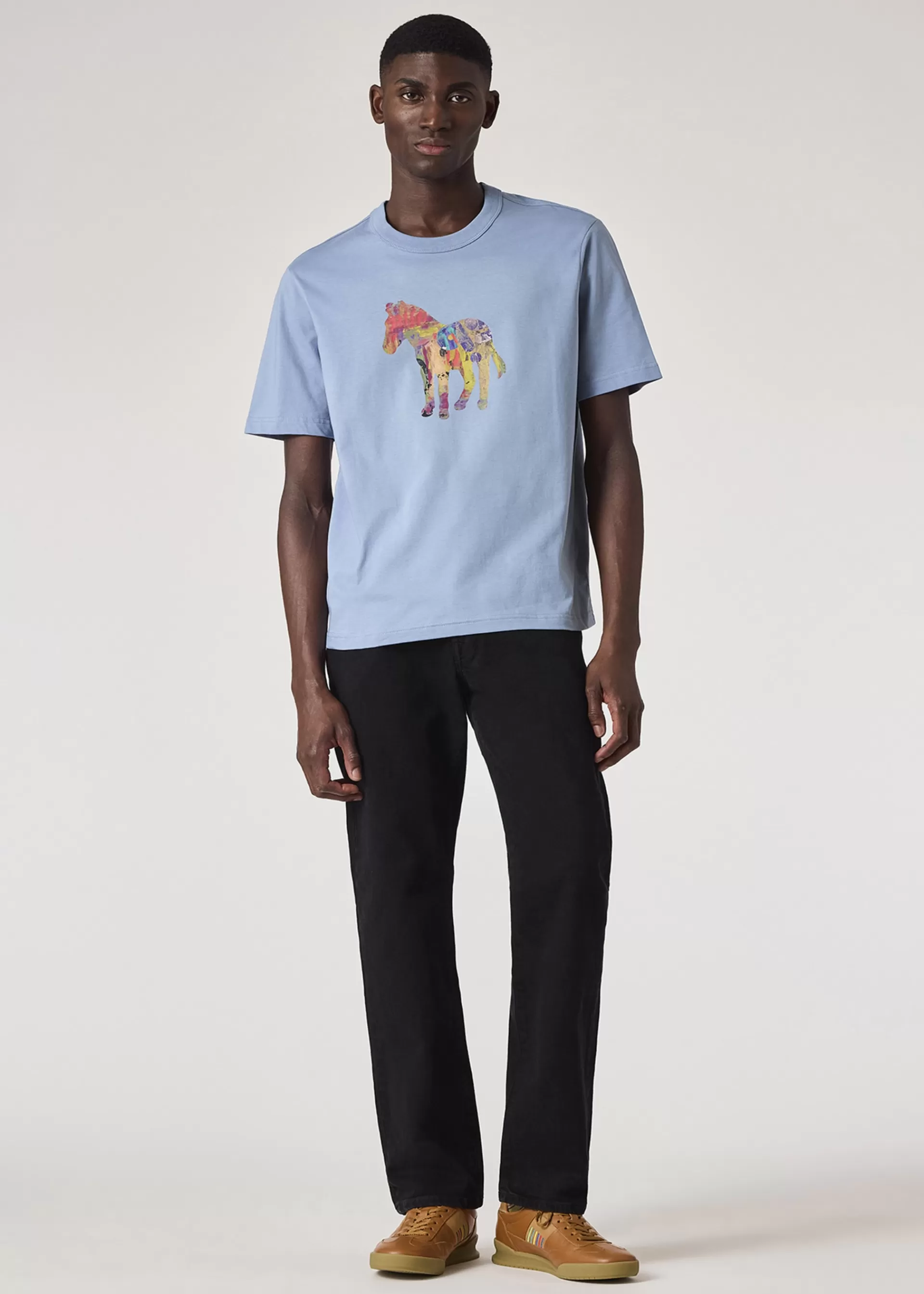 Sky Blue 'Craft Zebra' Print T-Shirt>Paul Smith Store