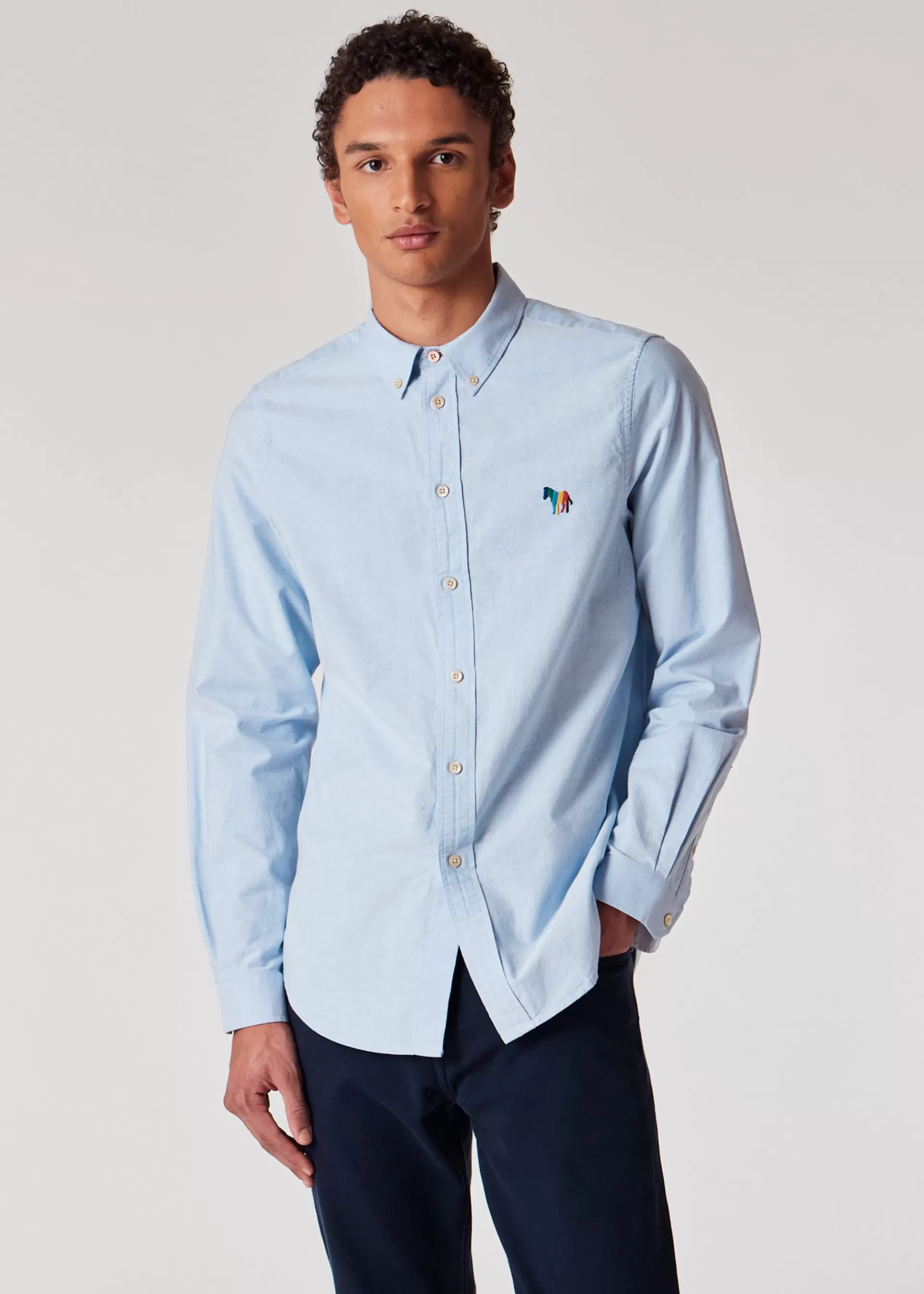 Sky Blue Organic Cotton 'Broad Stripe Zebra' Shirt>Paul Smith Online