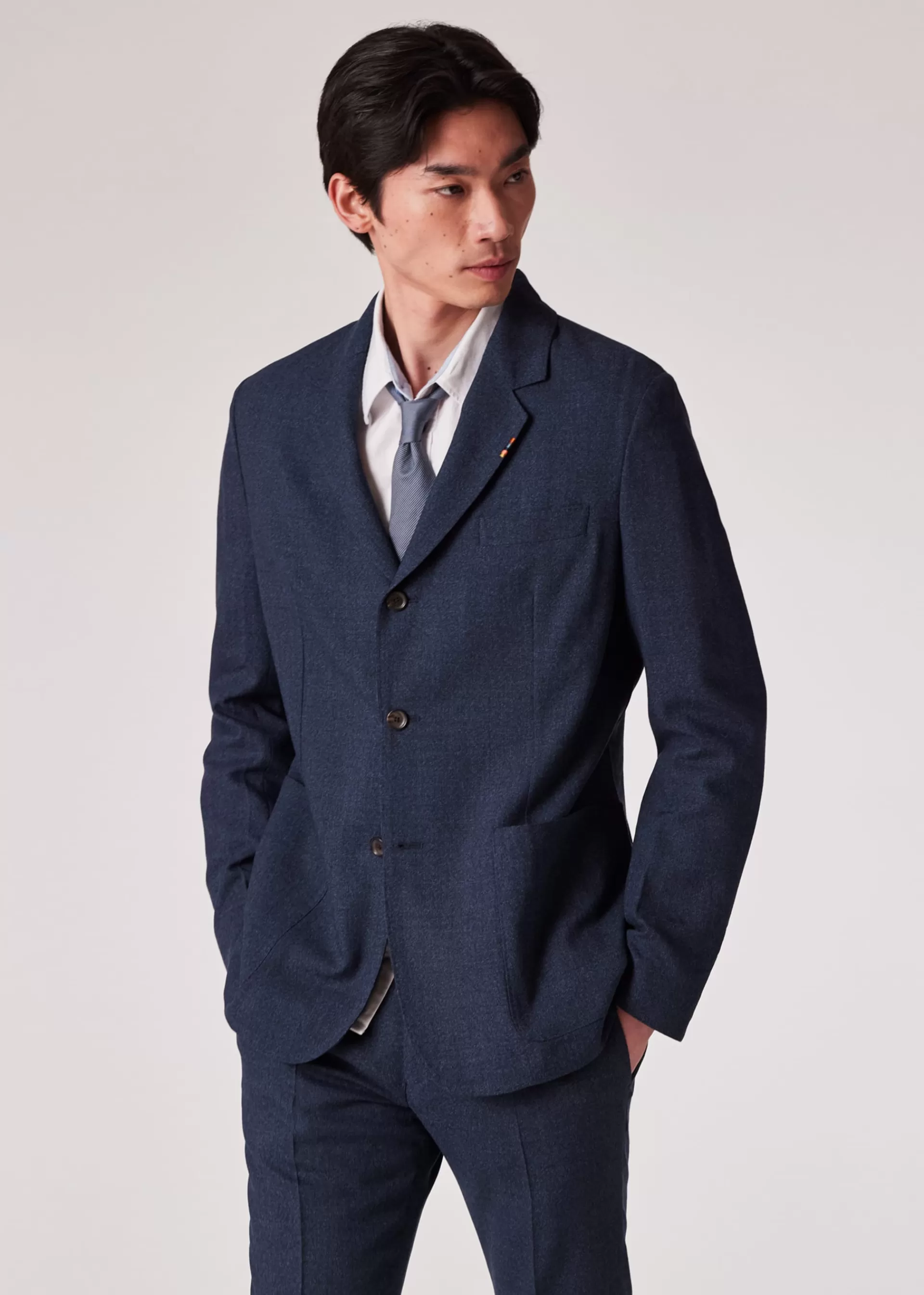 Slate Blue Marl Two-Ply Hopsack Three-Button Blazer>Paul Smith Discount