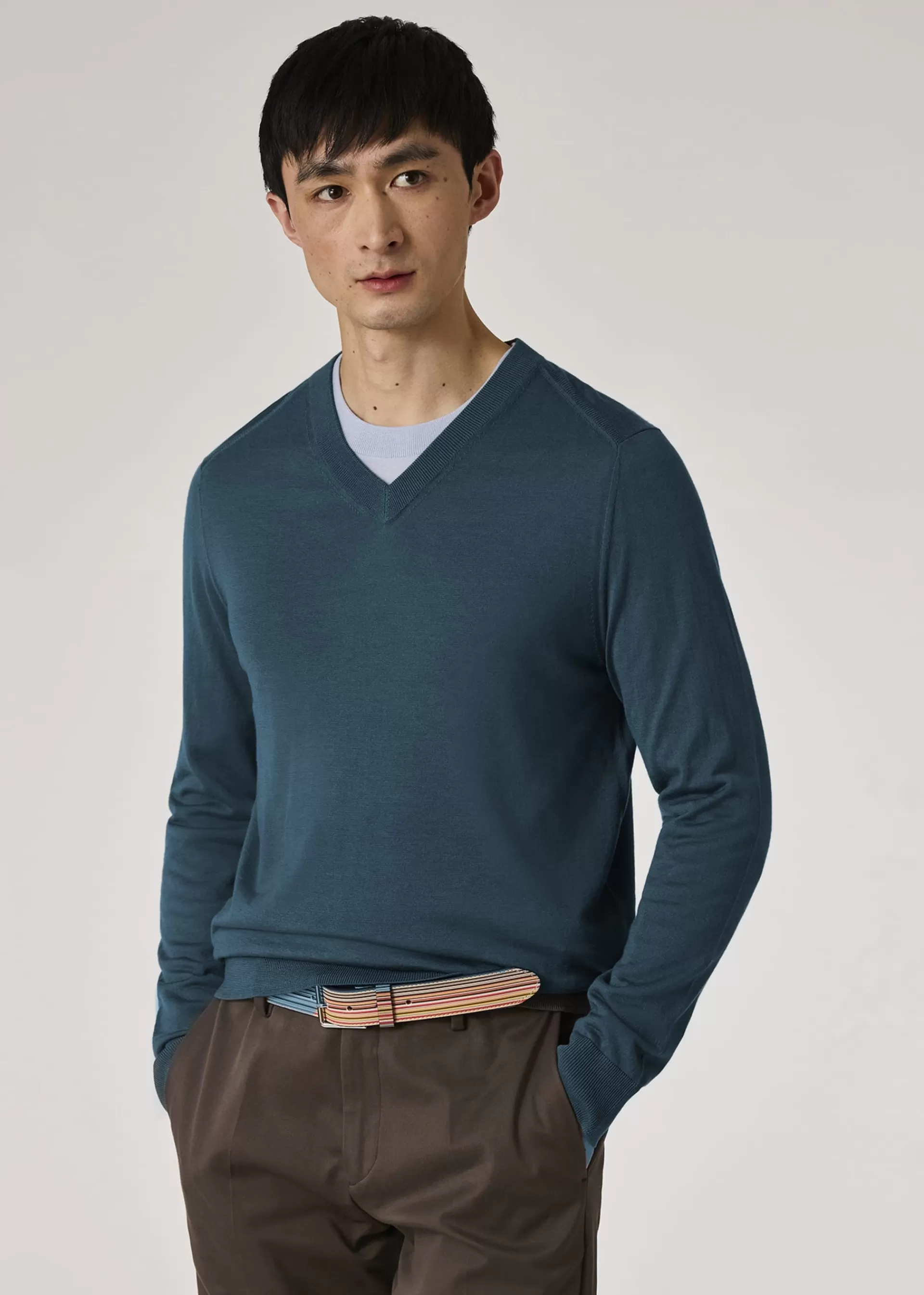 Slate Green Merino Wool V-Neck Sweater>Paul Smith Hot