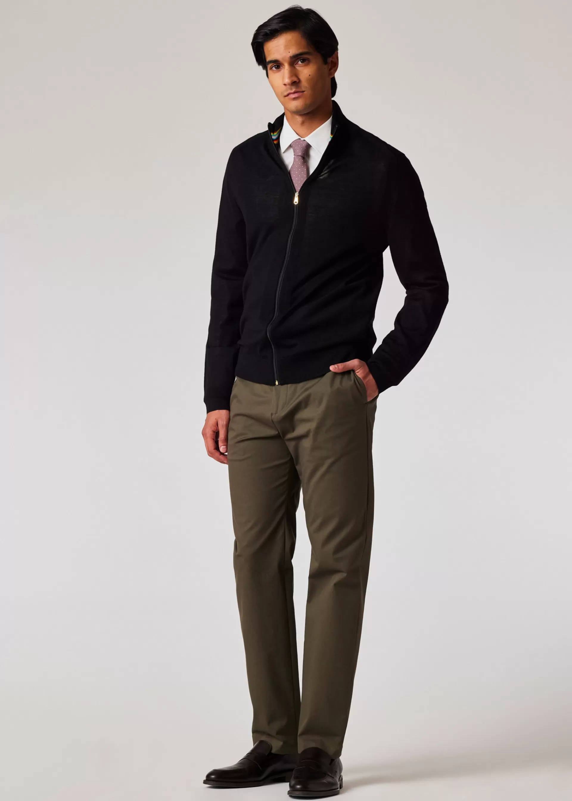 Slate Khaki Fine Cotton-Twill Chinos>Paul Smith Hot