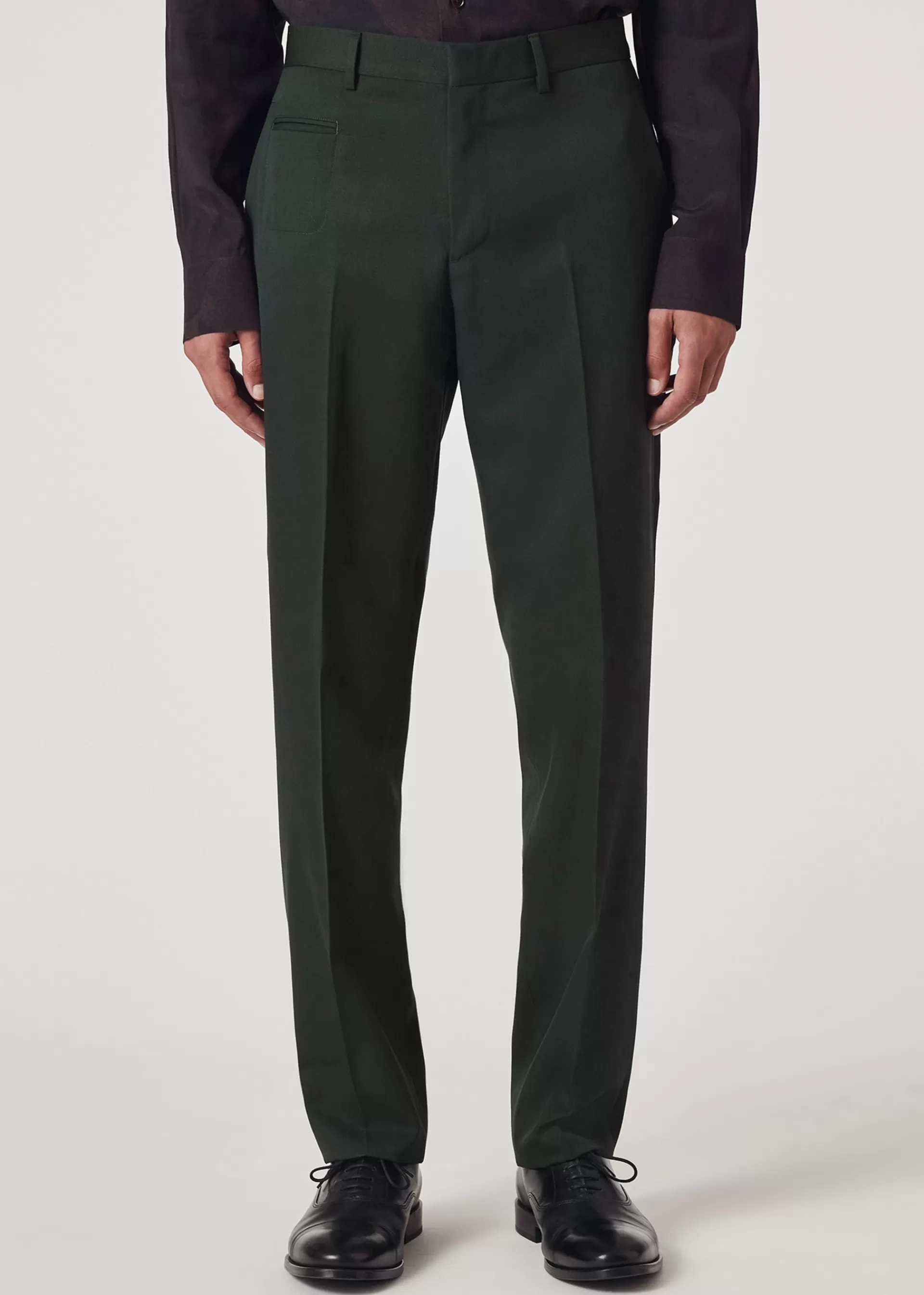 Slim Straight-Fit Forest Green Wool Gabardine Trousers>Paul Smith Flash Sale