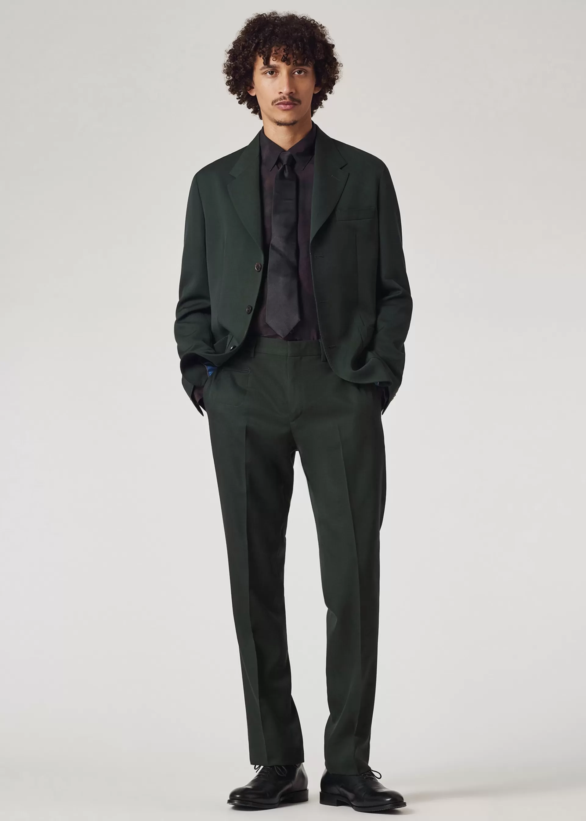 Slim Straight-Fit Forest Green Wool Gabardine Trousers>Paul Smith Flash Sale