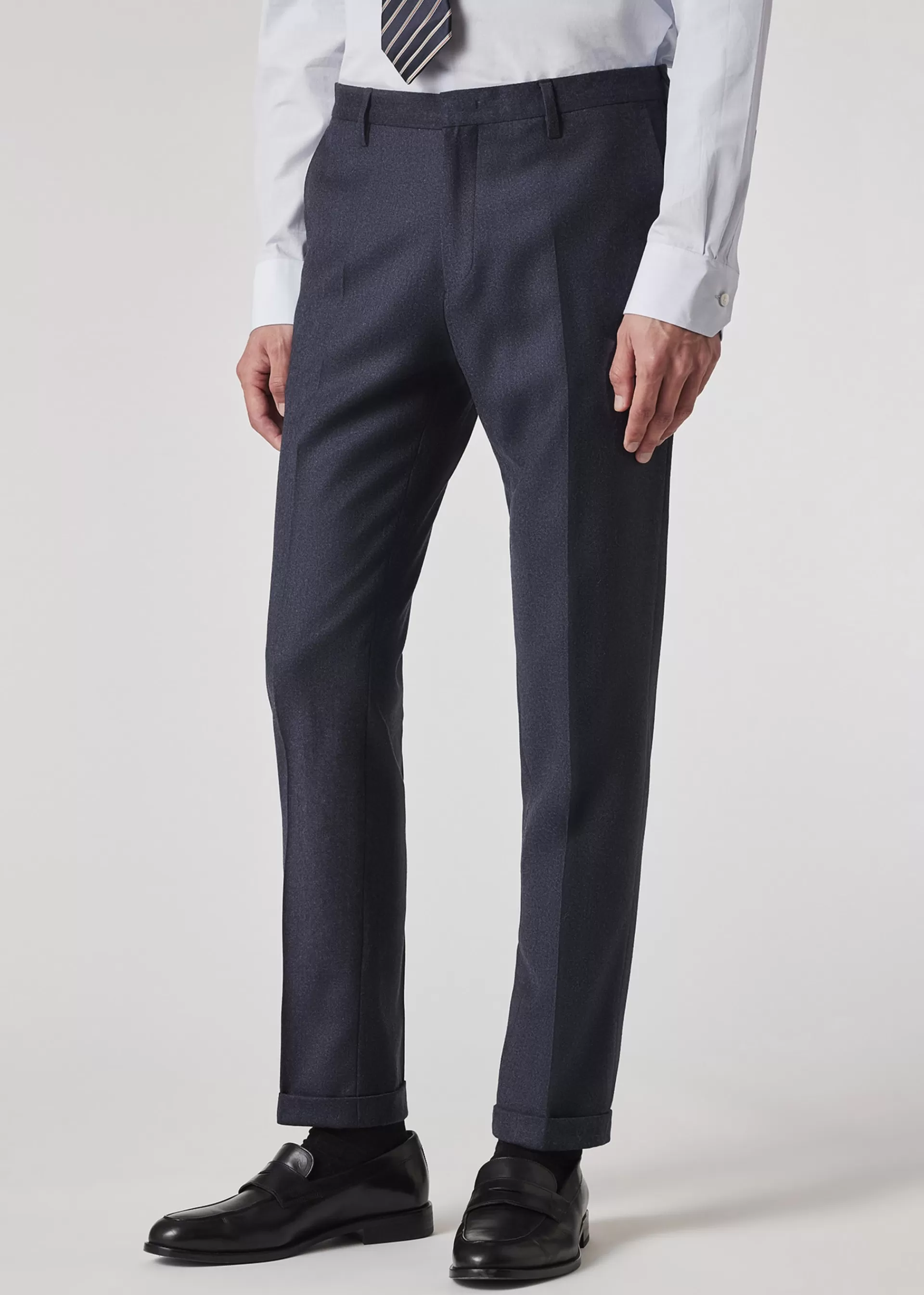 Slim-Fit Dark Blue Overdyed Wool-Cashmere Flannel Trousers>Paul Smith Best