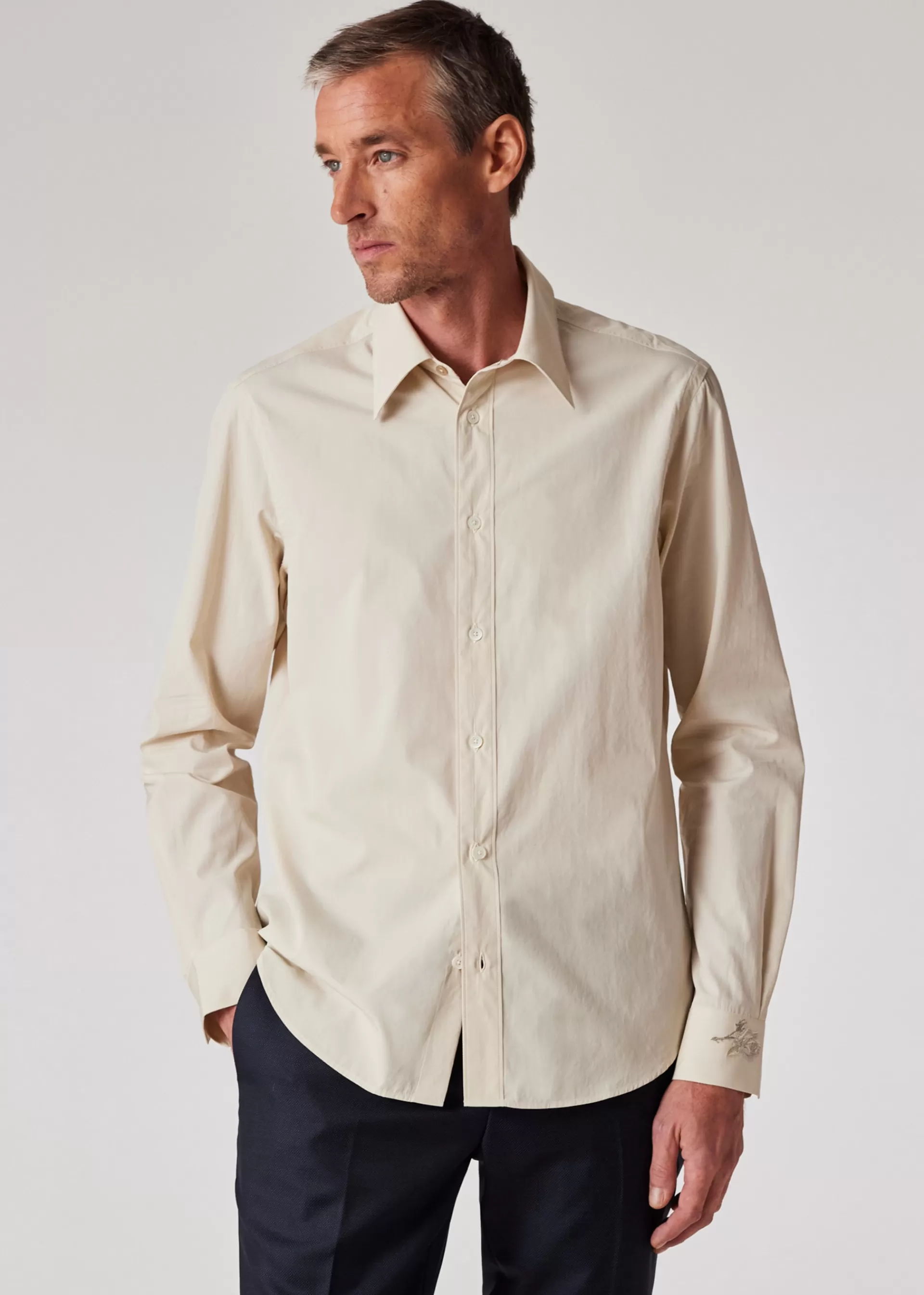 Slim-Fit Washed Poplin Shirt With Embroidery Detail>Paul Smith Cheap