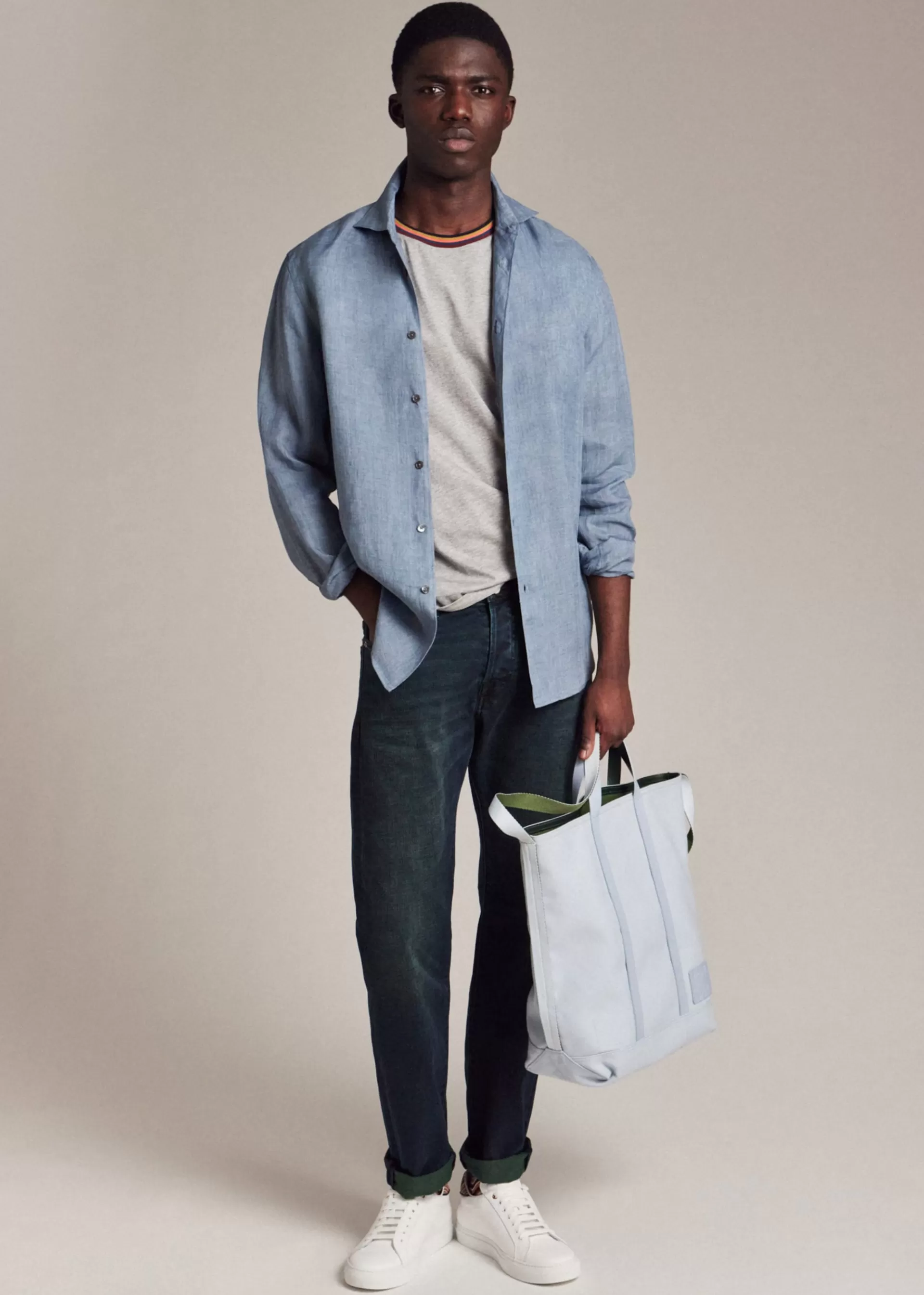 Slim-Fit Light Blue Linen Shirt>Paul Smith Outlet