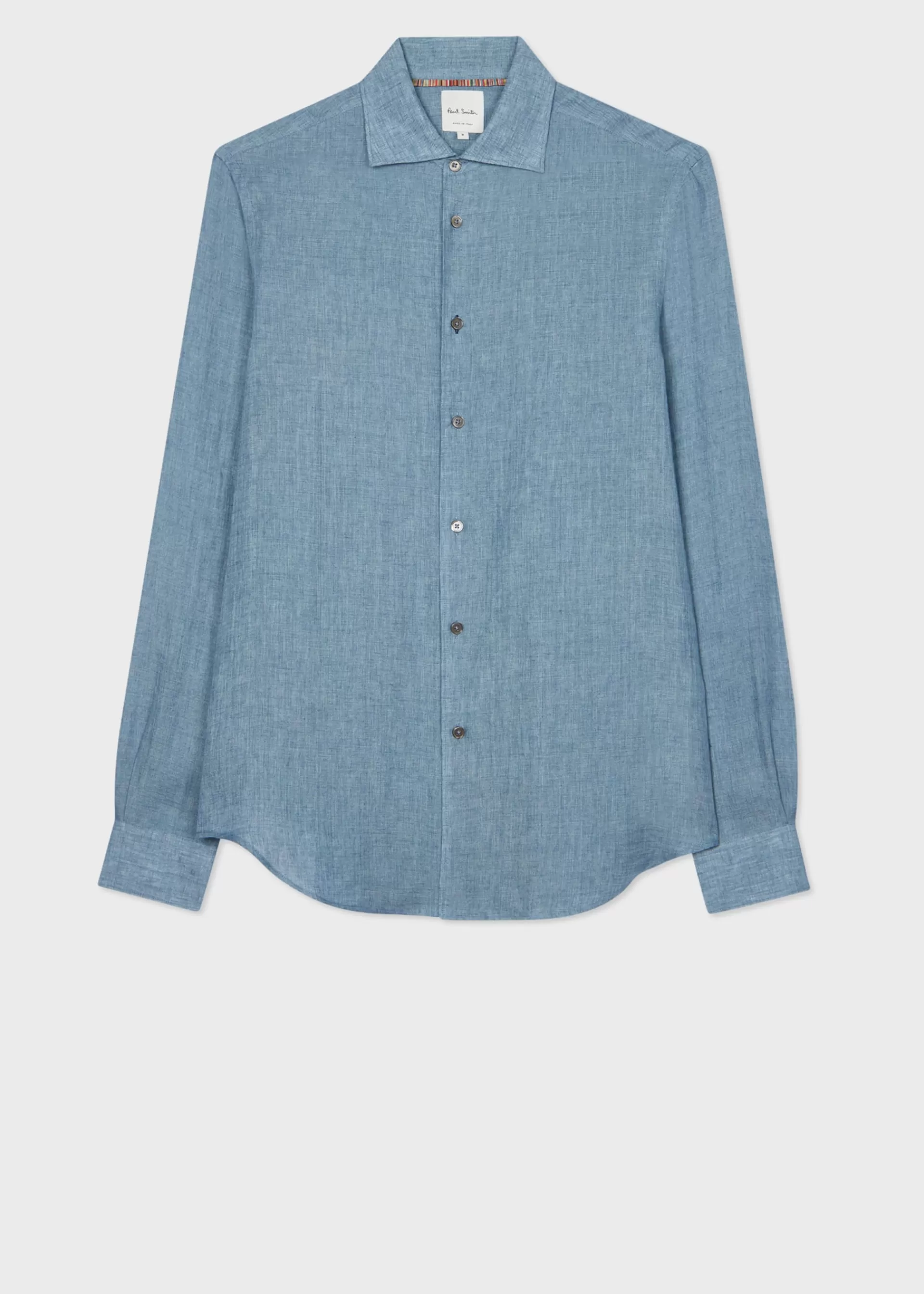 Slim-Fit Light Blue Linen Shirt>Paul Smith Outlet