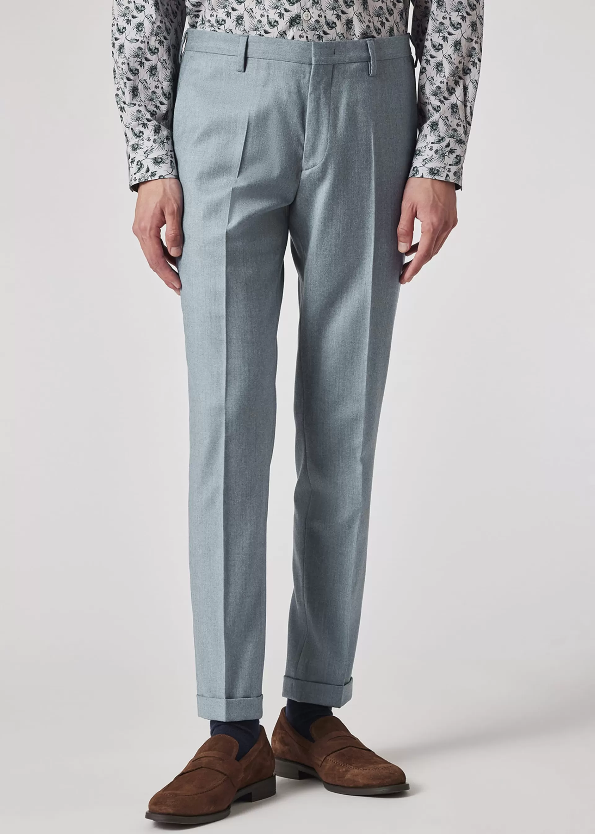 Slim-Fit Light Blue Overdyed Wool-Cashmere Flannel Trousers>Paul Smith Hot