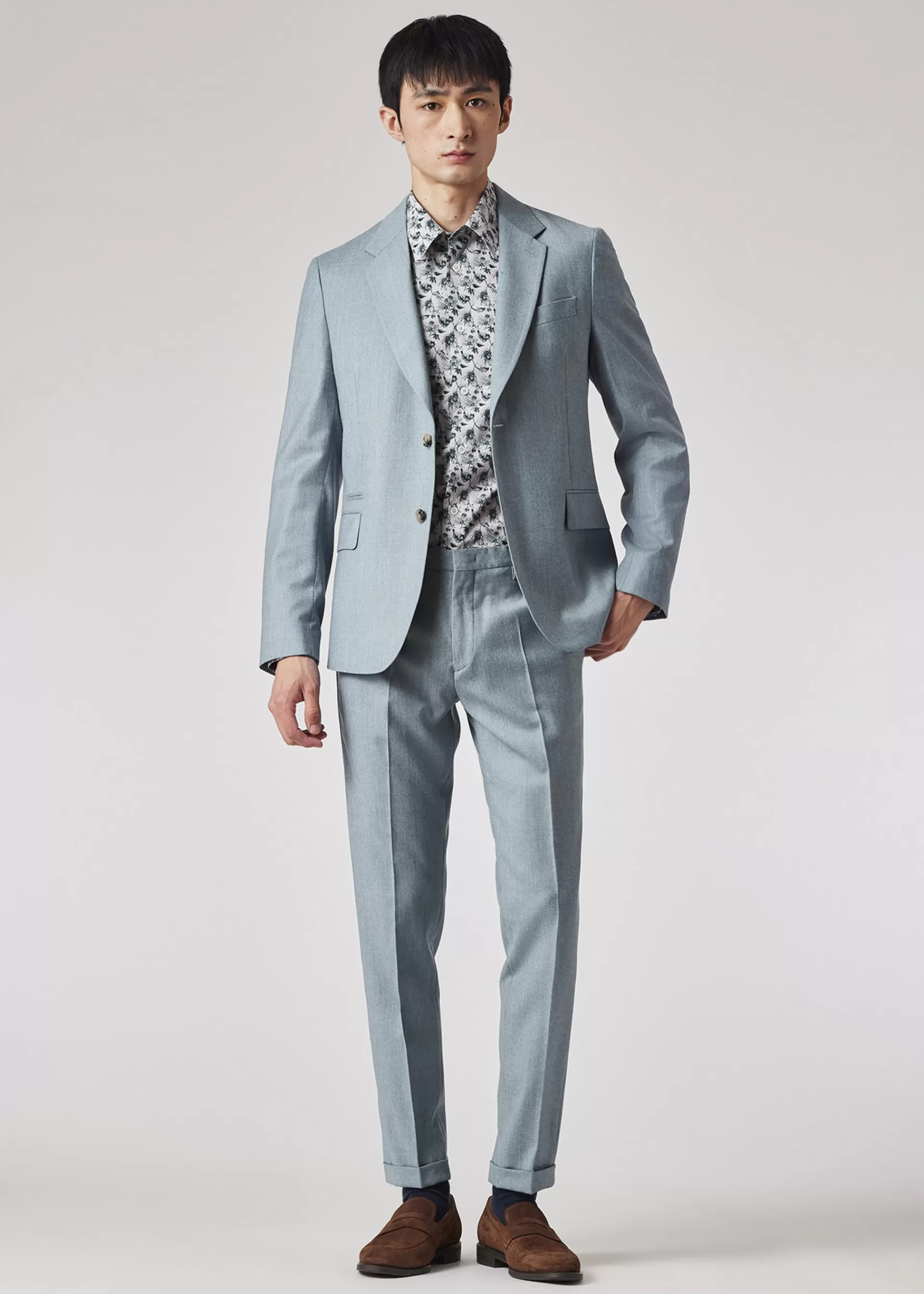 Slim-Fit Light Blue Overdyed Wool-Cashmere Flannel Trousers>Paul Smith Hot