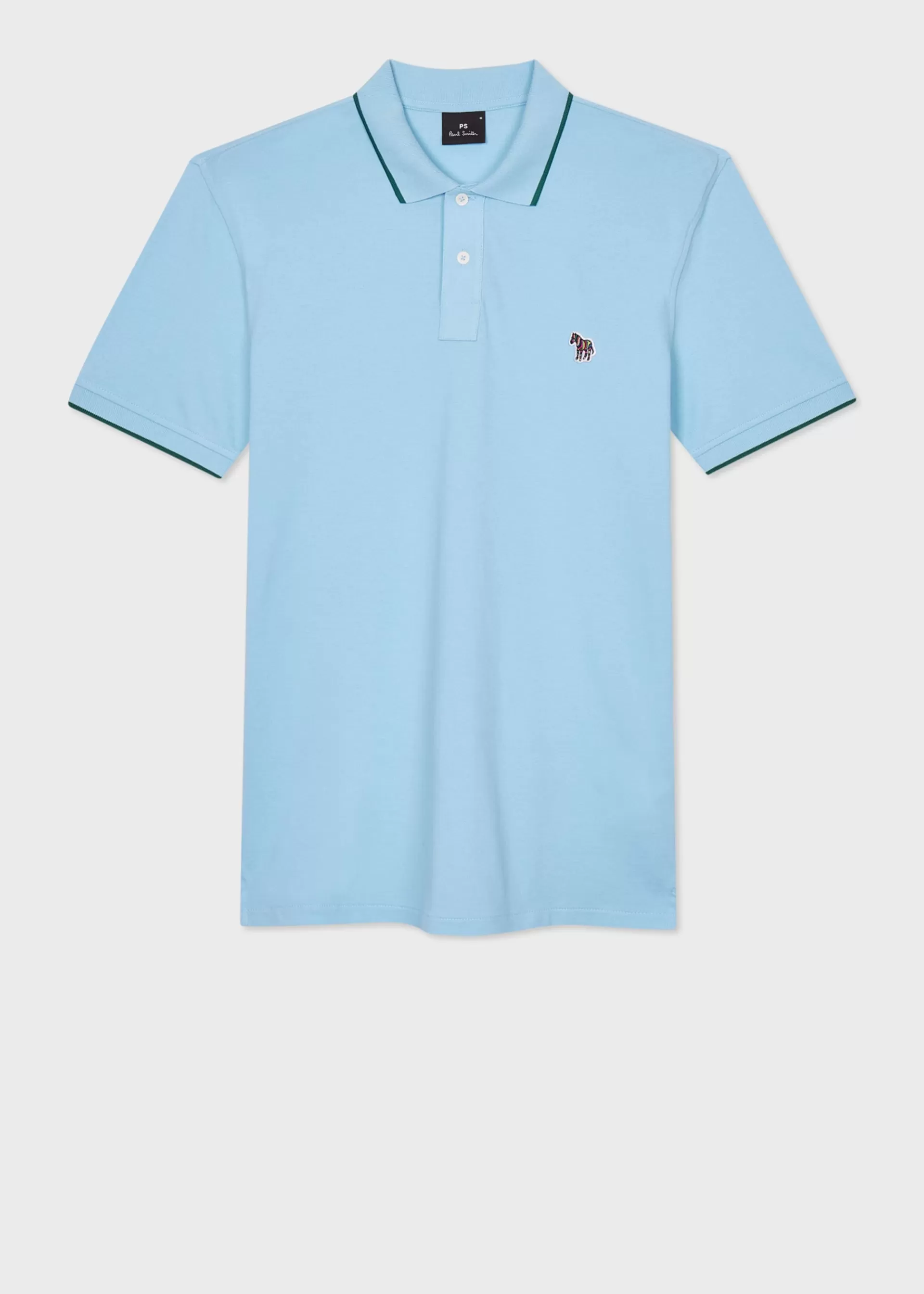 Slim-Fit Light Blue Zebra Logo Polo Shirt With Green Tipping>Paul Smith Online