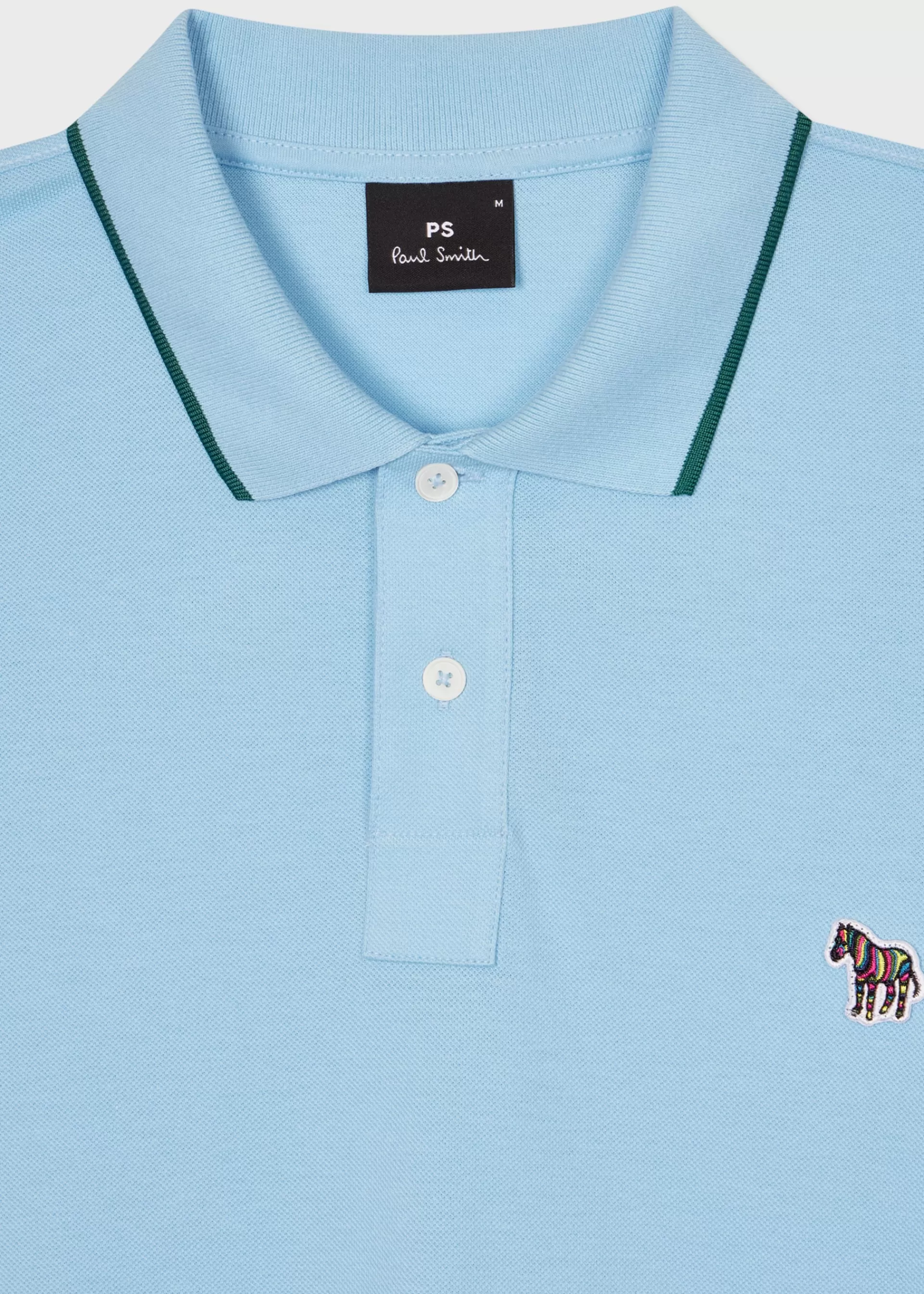 Slim-Fit Light Blue Zebra Logo Polo Shirt With Green Tipping>Paul Smith Online