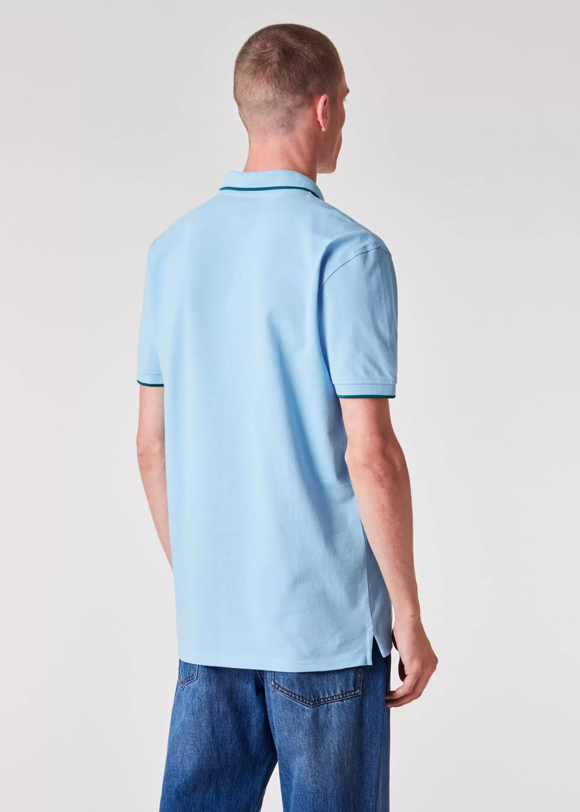 Slim-Fit Light Blue Zebra Logo Polo Shirt With Green Tipping>Paul Smith Online
