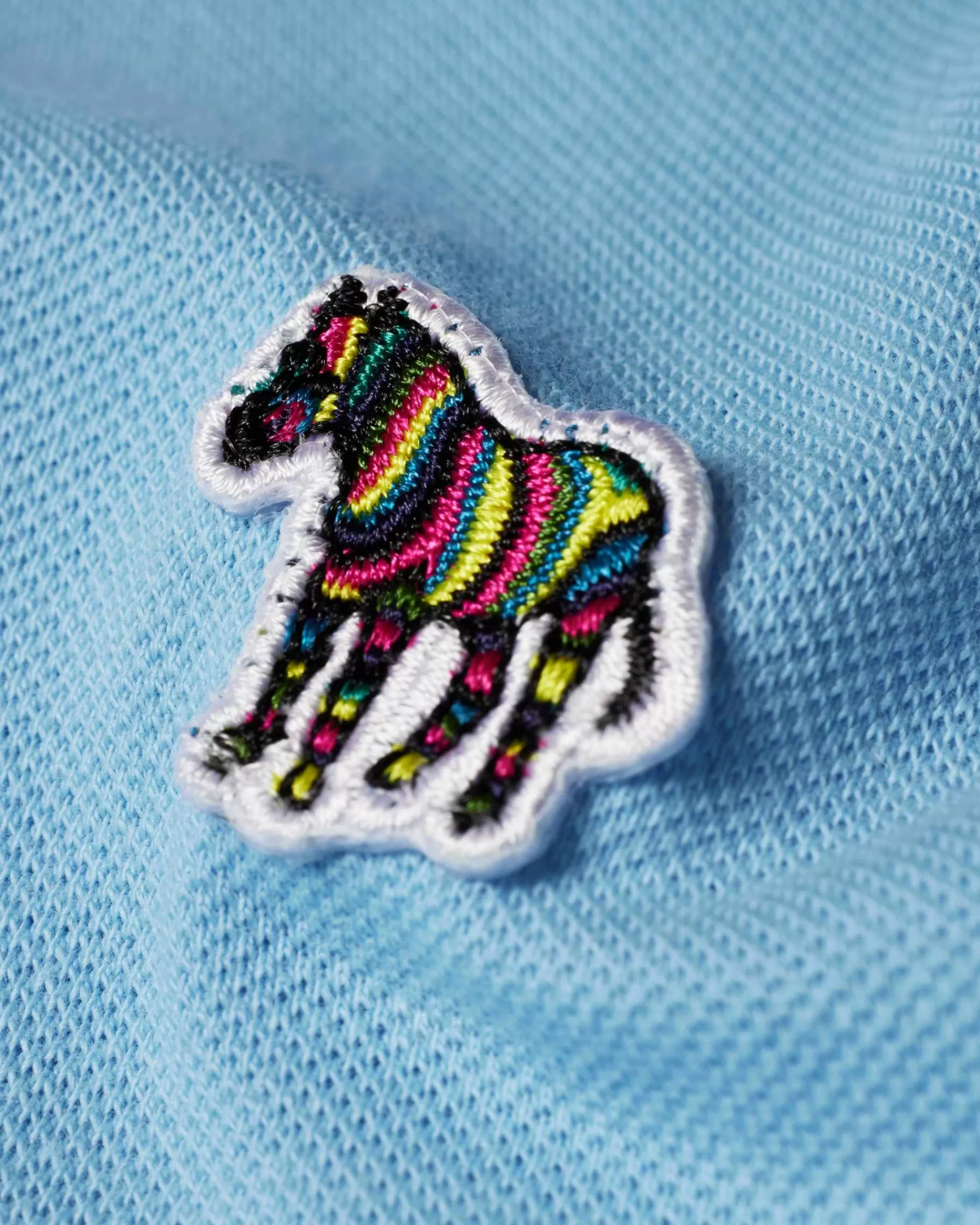 Slim-Fit Light Blue Zebra Logo Polo Shirt With Green Tipping>Paul Smith Online