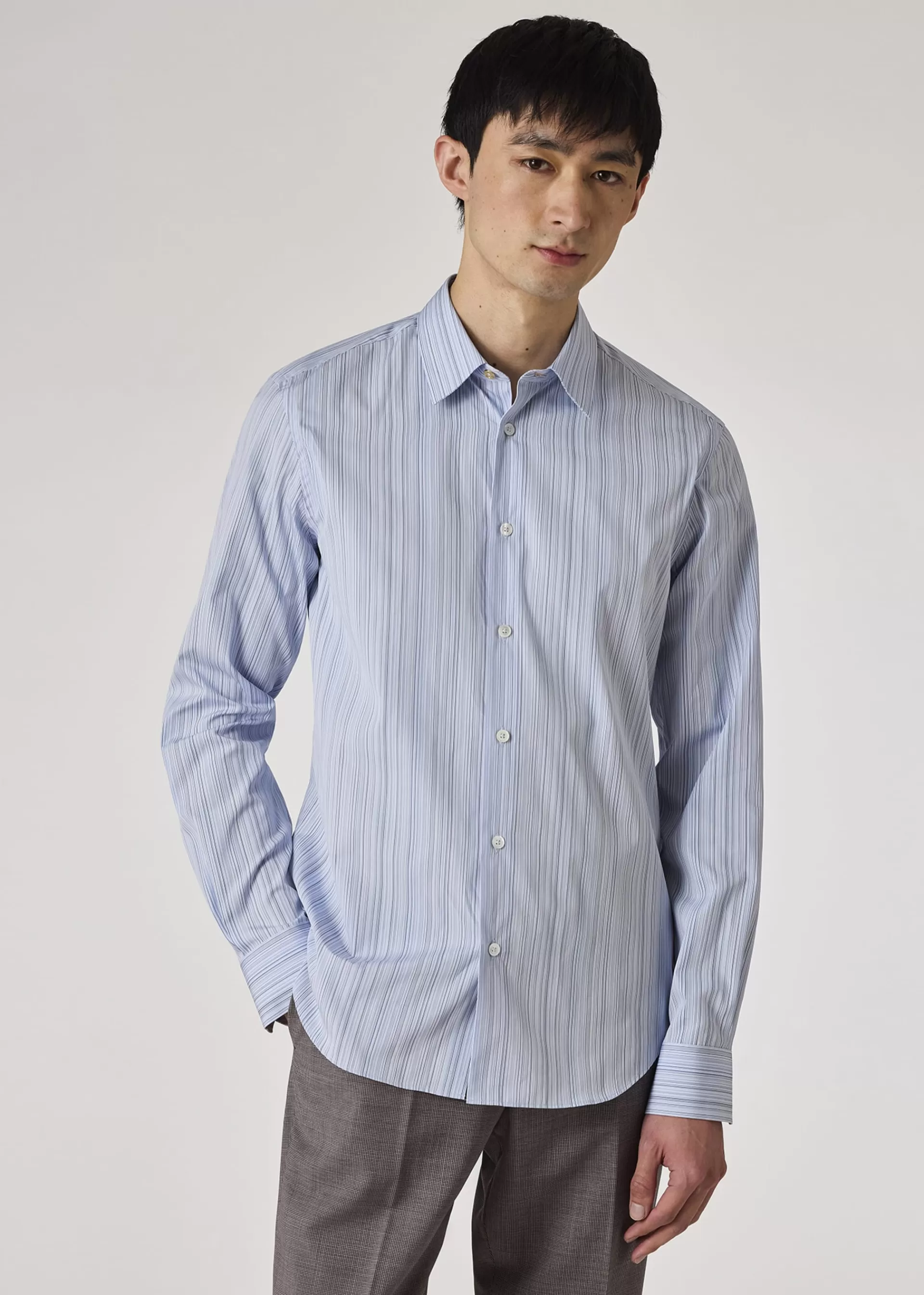 Slim-Fit Pale Blue 'Signature Stripe' Cotton Shirt>Paul Smith Flash Sale