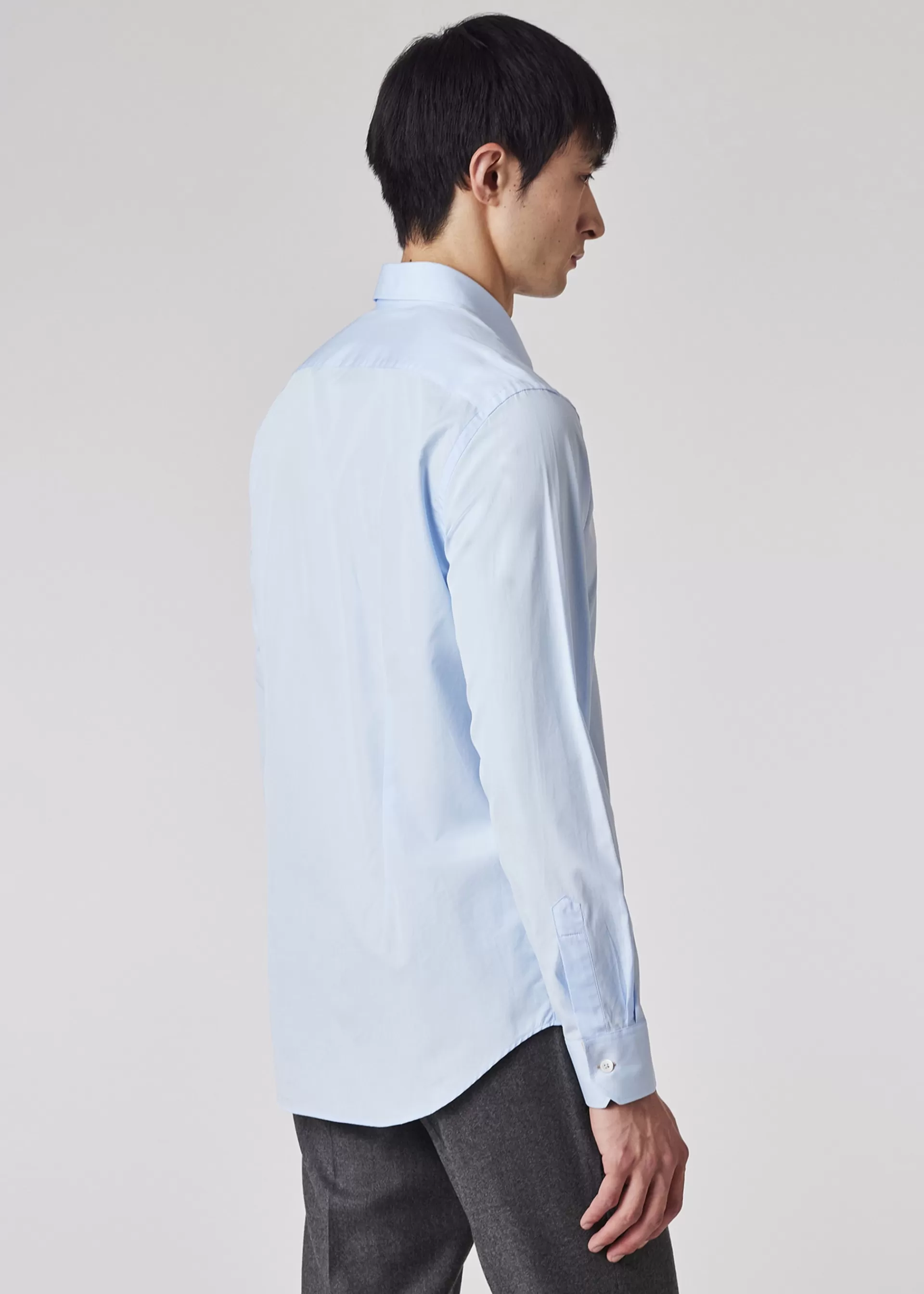 Slim-Fit Sky Blue Poplin Cotton Shirt With 'Artist Stripe' Cuff Lining>Paul Smith Hot