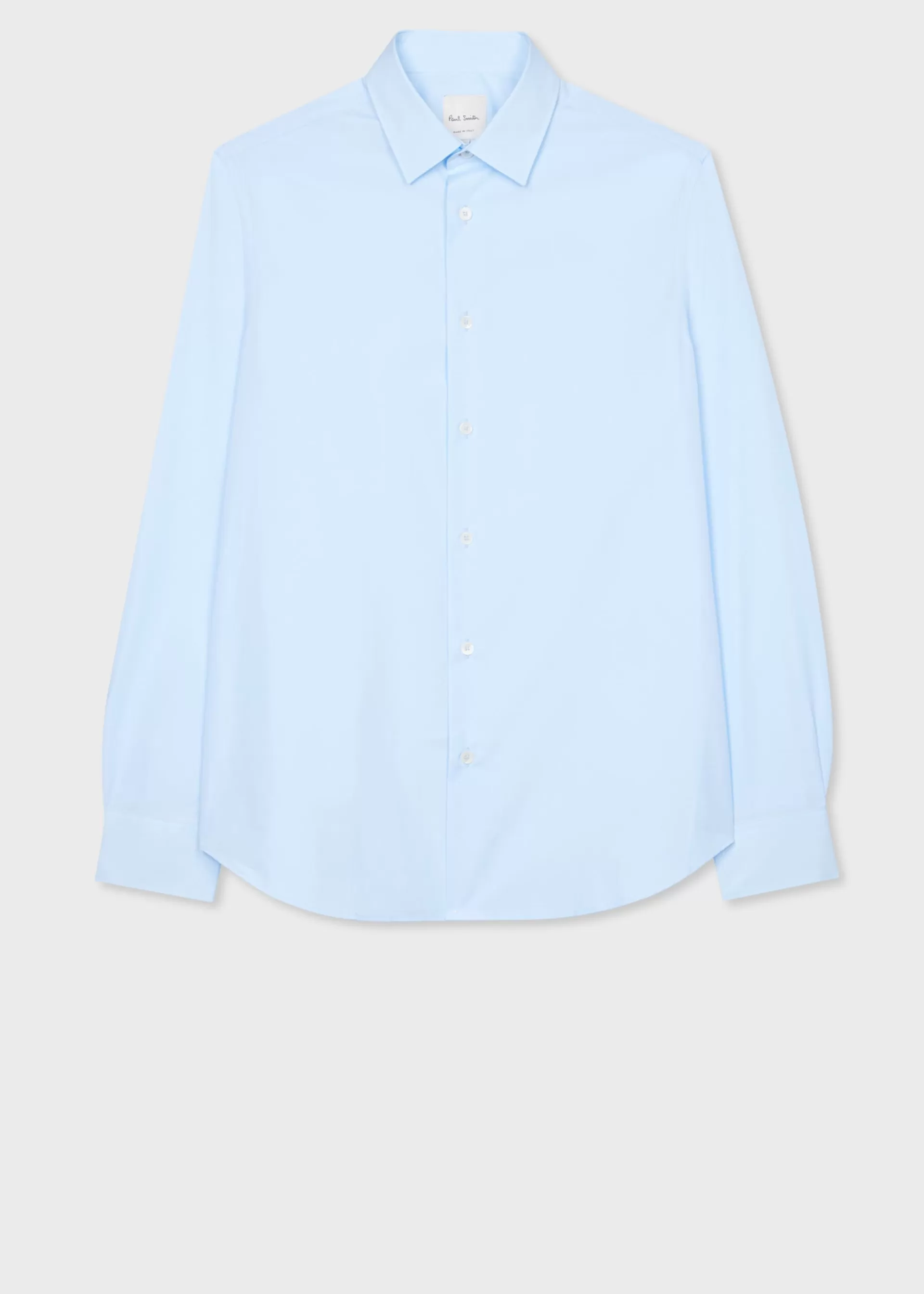 Slim-Fit Sky Blue Poplin Cotton Shirt With 'Artist Stripe' Cuff Lining>Paul Smith Hot